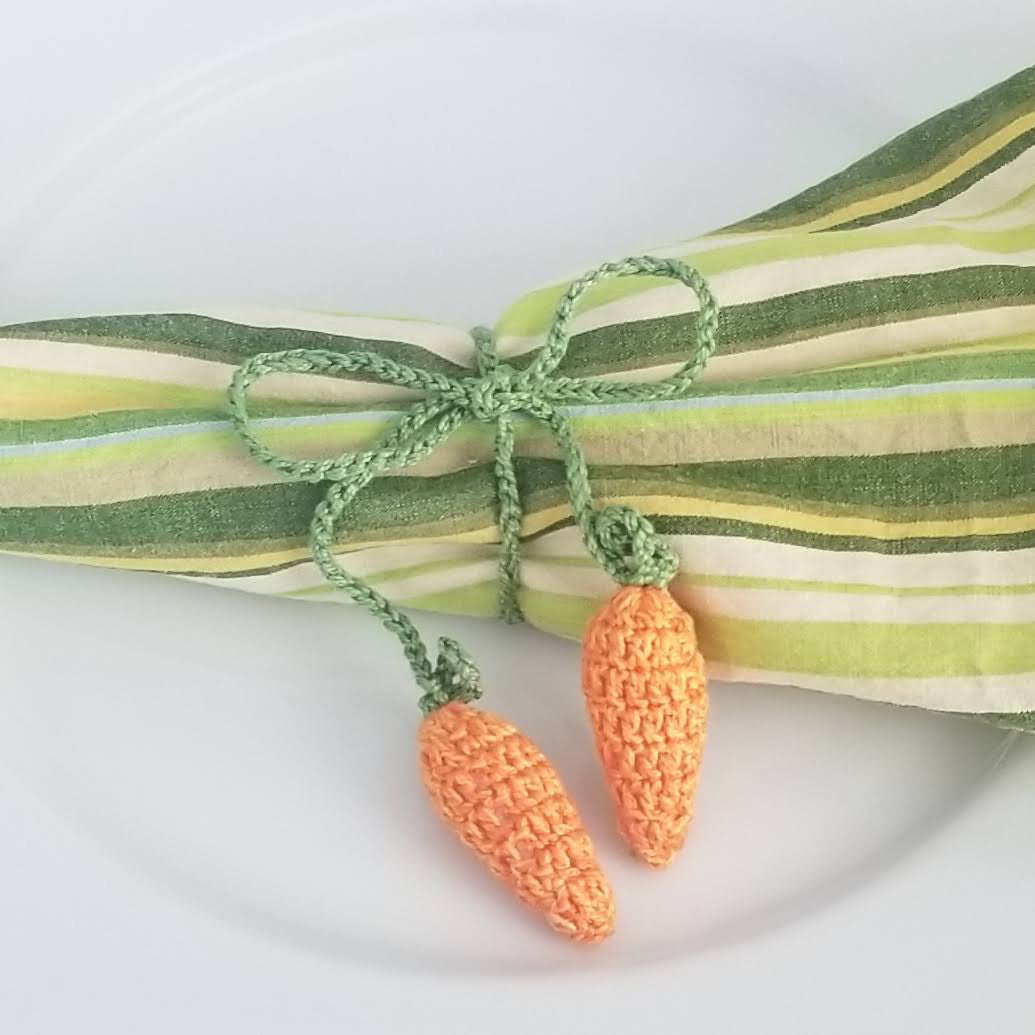 Crochet Easter Carrot Napkin Tie- Set Of 4