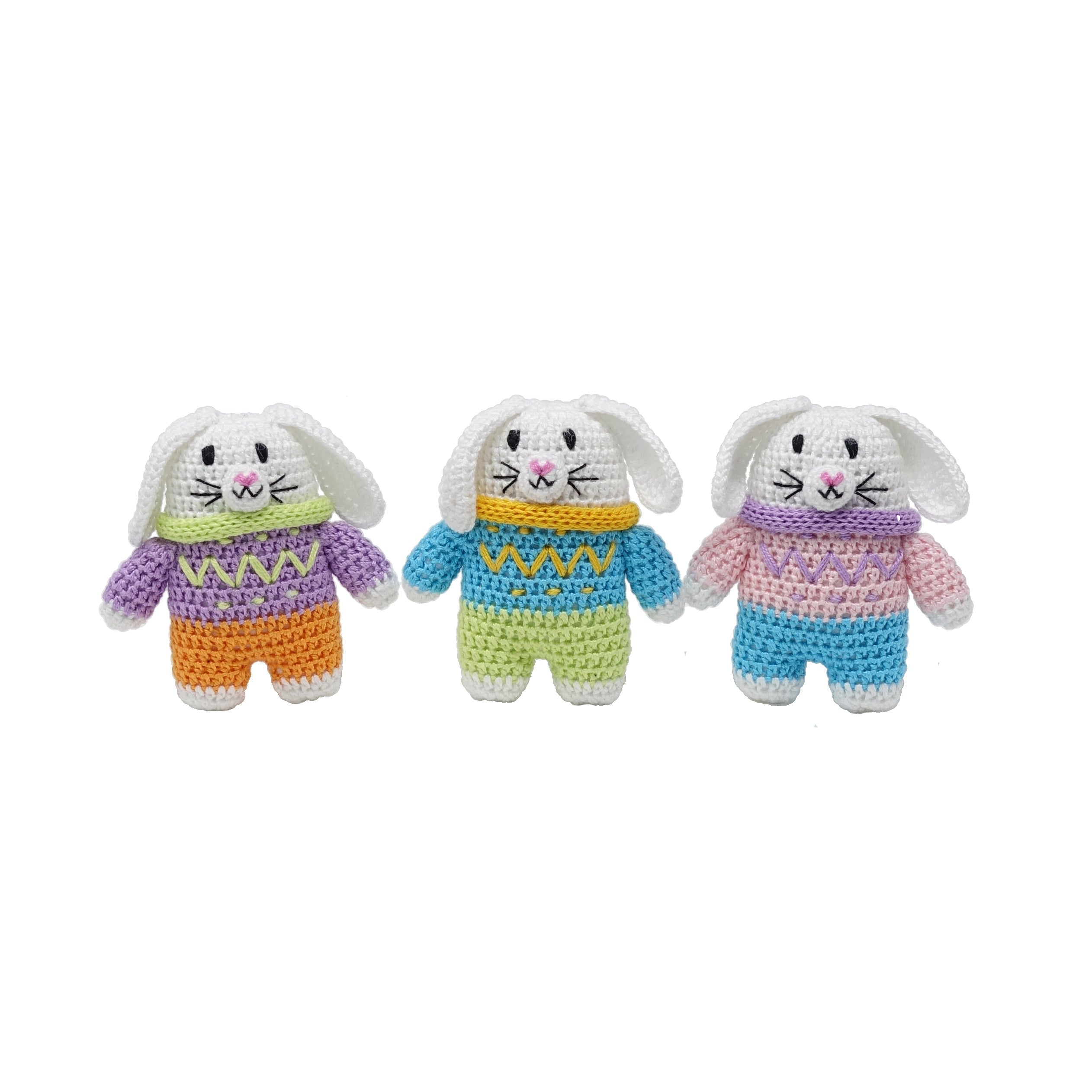 Crochet Easter Bunny Ornaments, Set Of 3