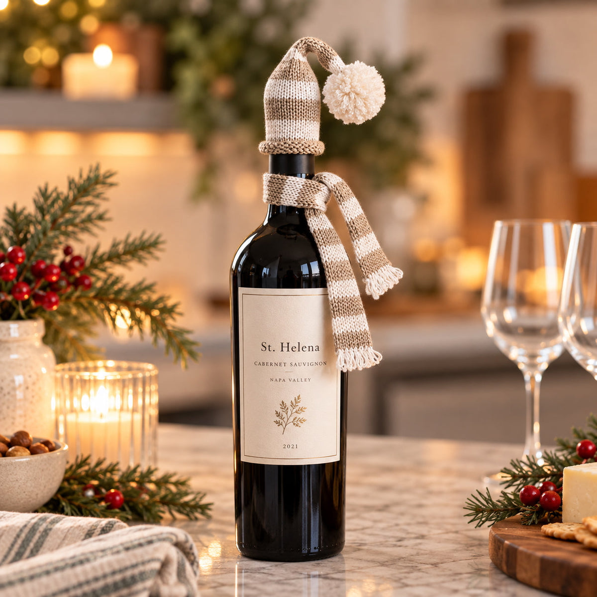 Wine Bottle Topper In Ecru