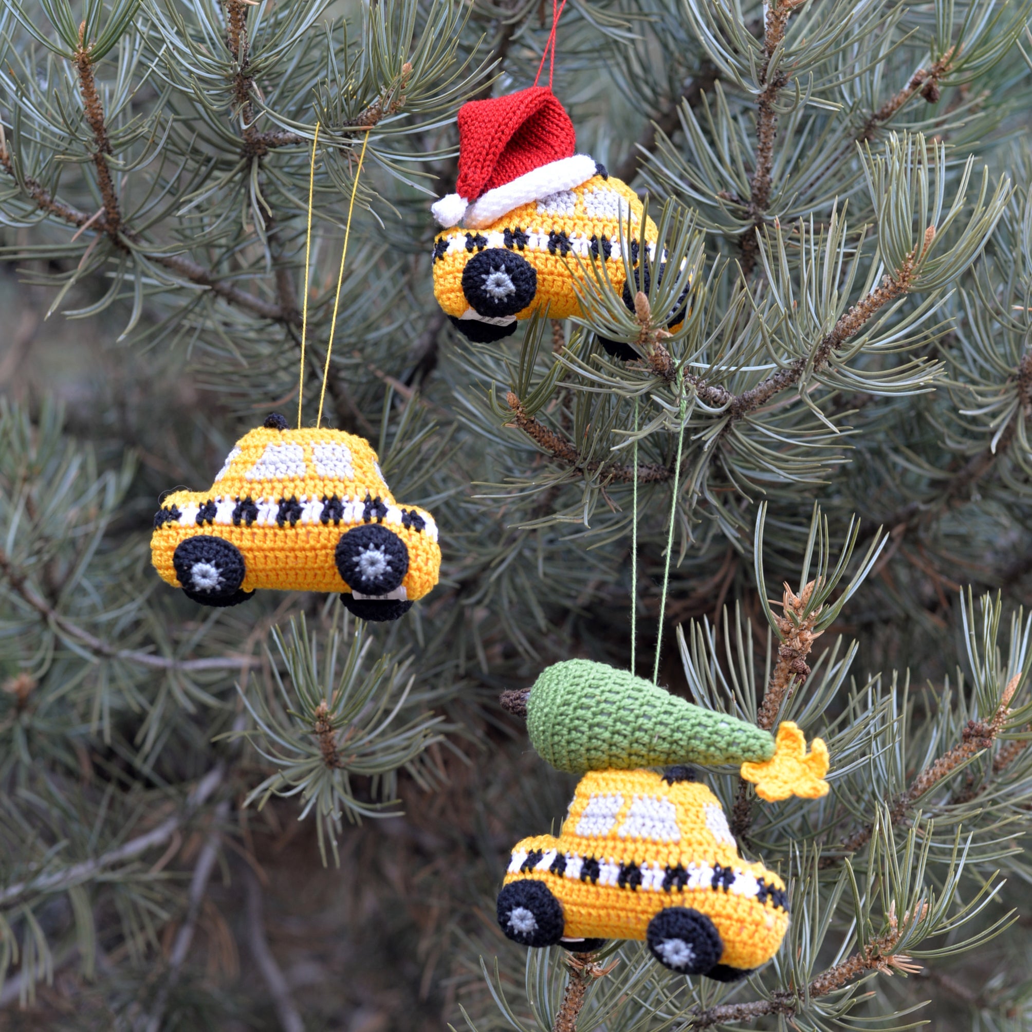 Taxi Cab Ornaments, Set Of 3