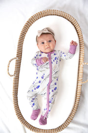 Lilac Floral Bamboo Zipper Romper