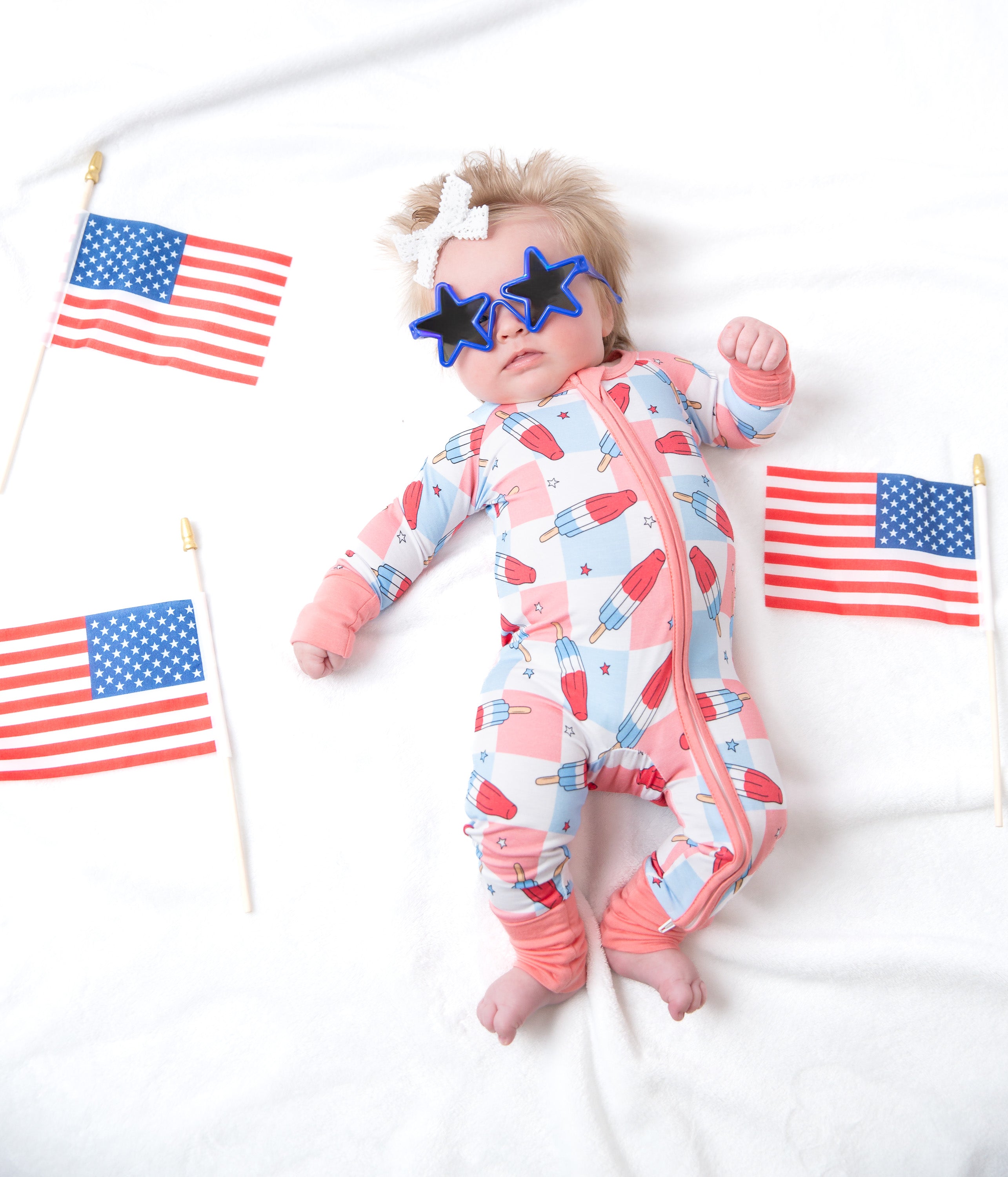 Patriotic Popsicles Bamboo Zipper Romper