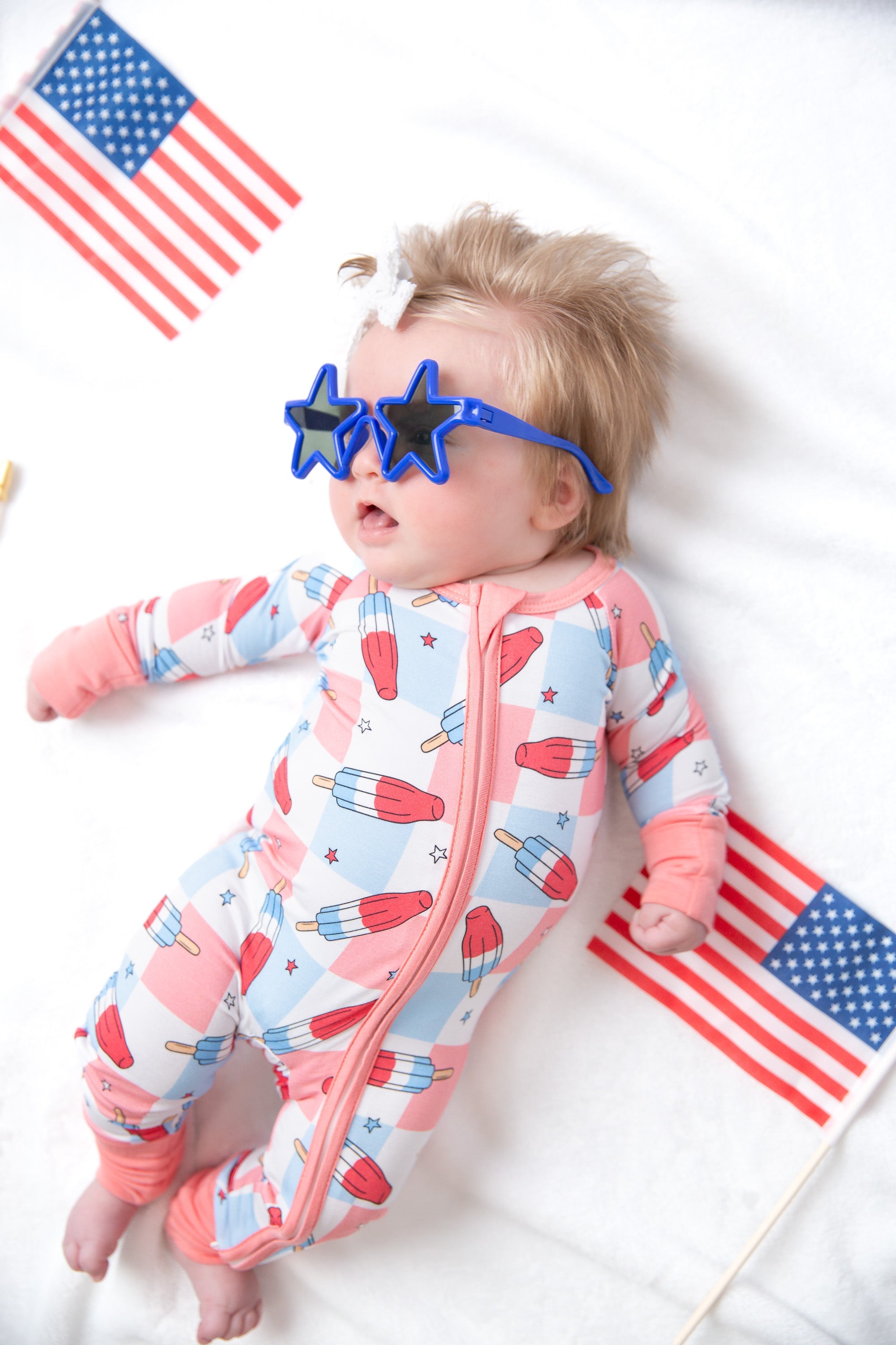 Patriotic Popsicles Bamboo Zipper Romper