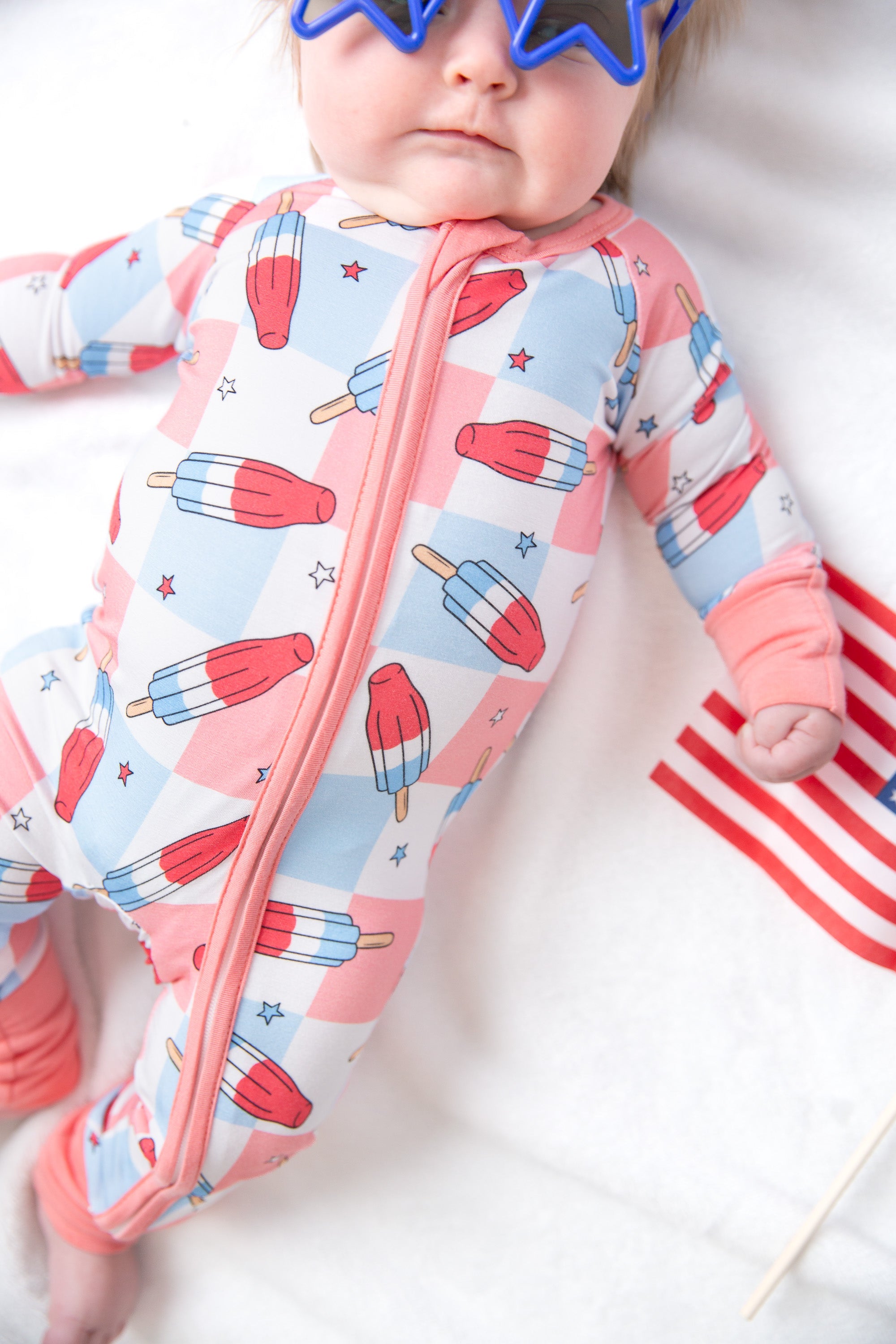 Patriotic Popsicles Bamboo Zipper Romper