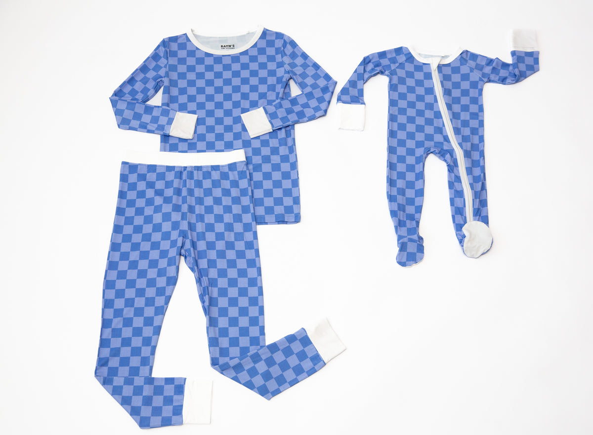 Blue Checkered Bamboo 2-piece Pajamas | Soft, Breathable Kids Pj Set