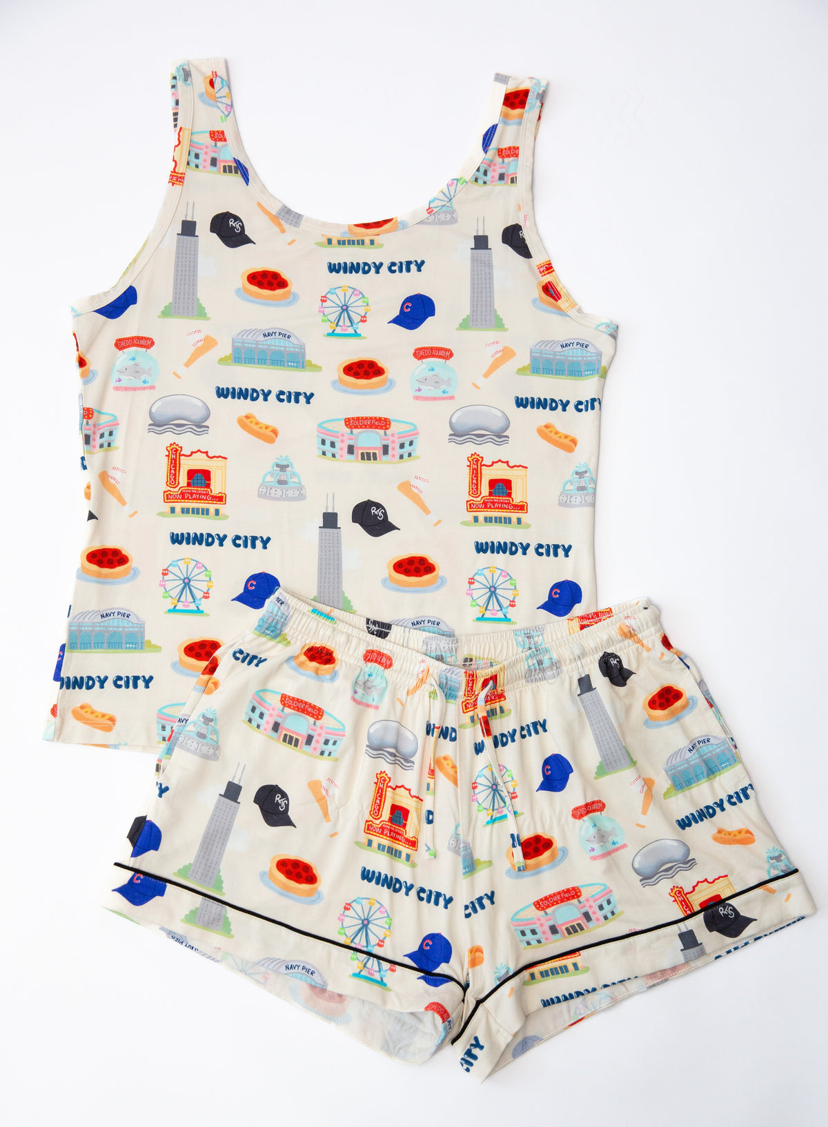 Windy City Chicago Bamboo Tank & Shorts Pajama Set | Women’s Luxury Cooling Sleepwear