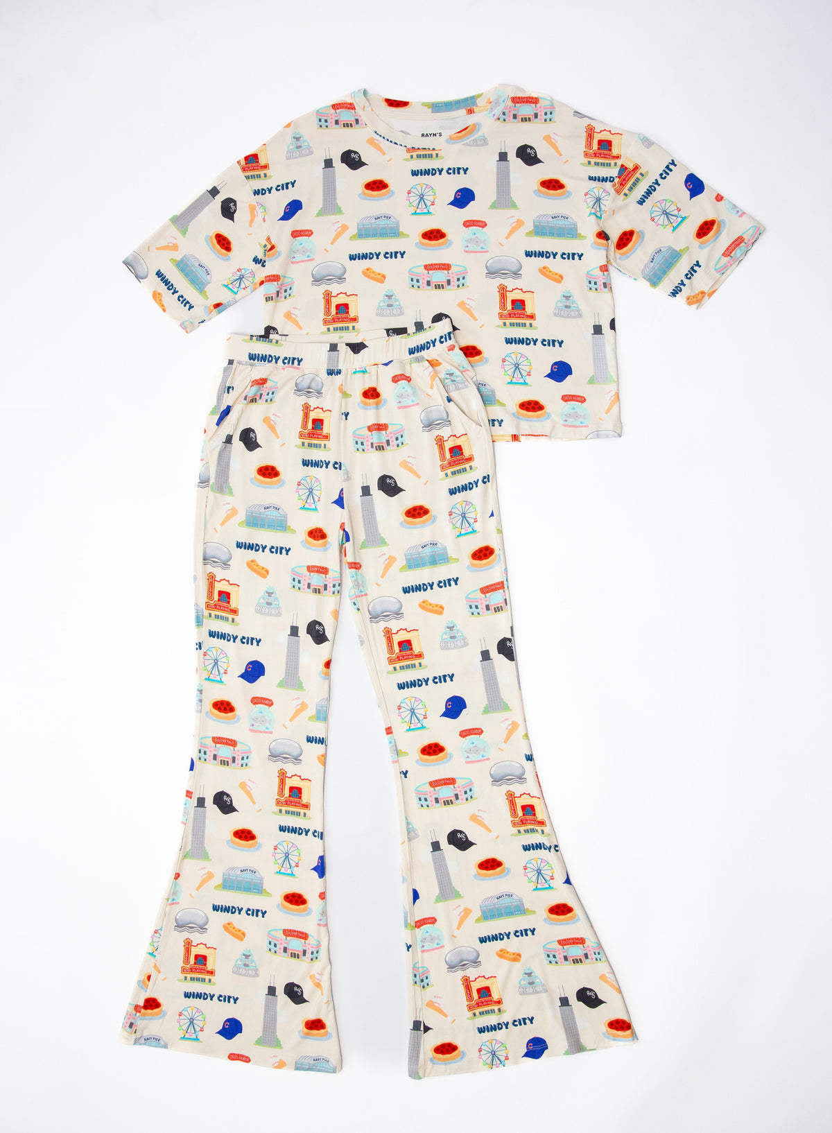 My First Windy City Chicago Women’s Bamboo Pajama Set | Oversized Top & Flare Pants