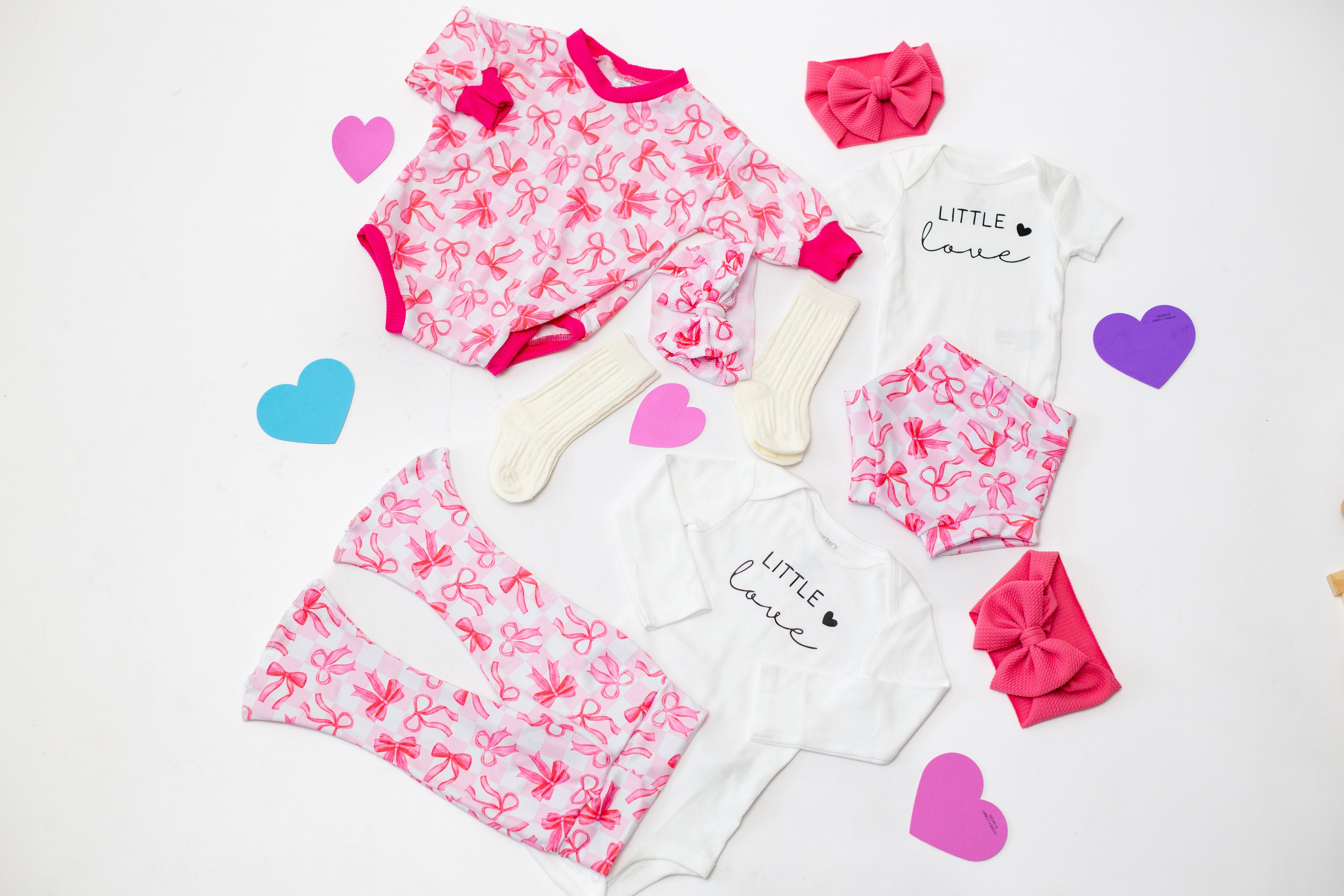 Little Love Pink Bows Bell Bottom Outfit