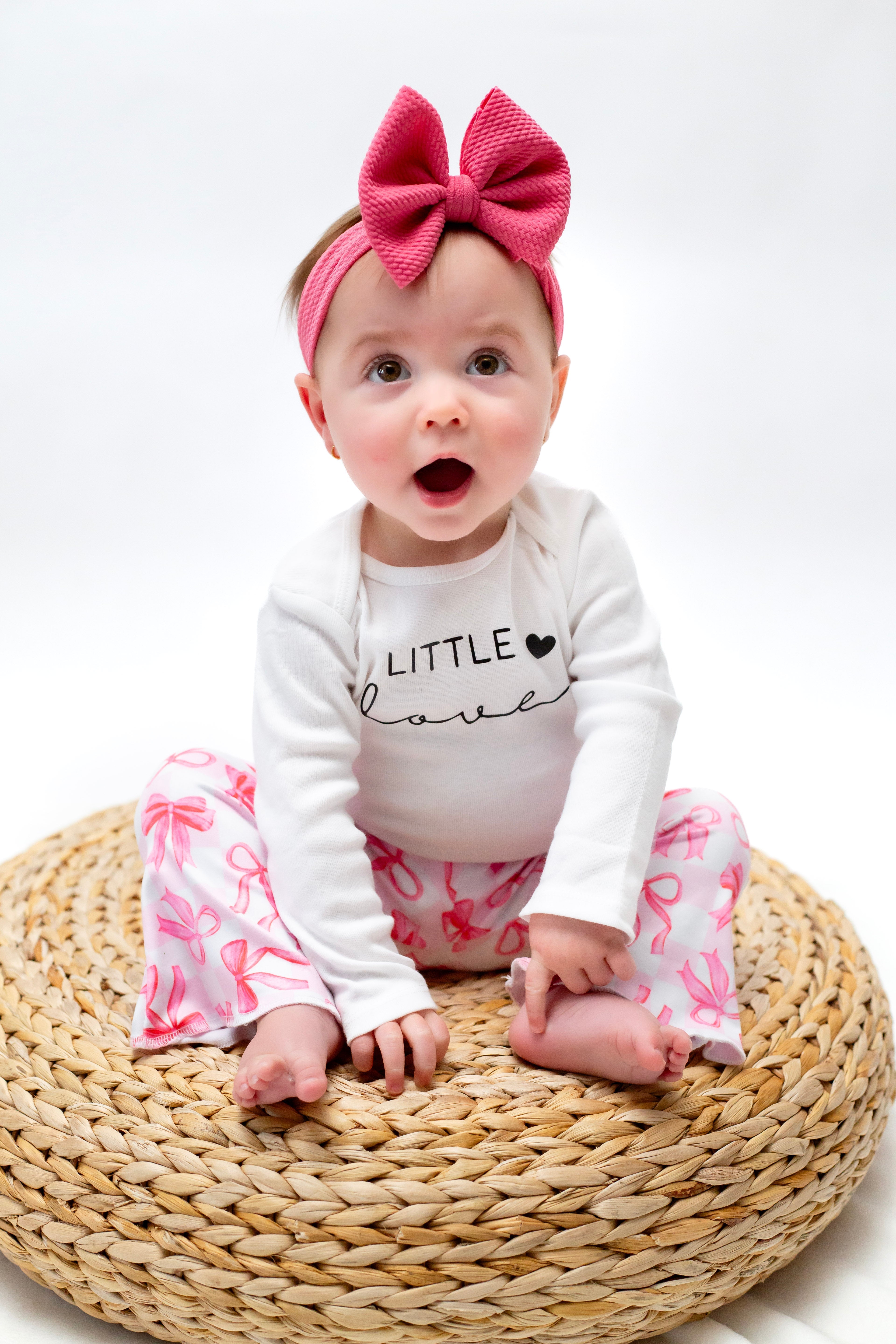 Little Love Pink Bows Bell Bottom Outfit