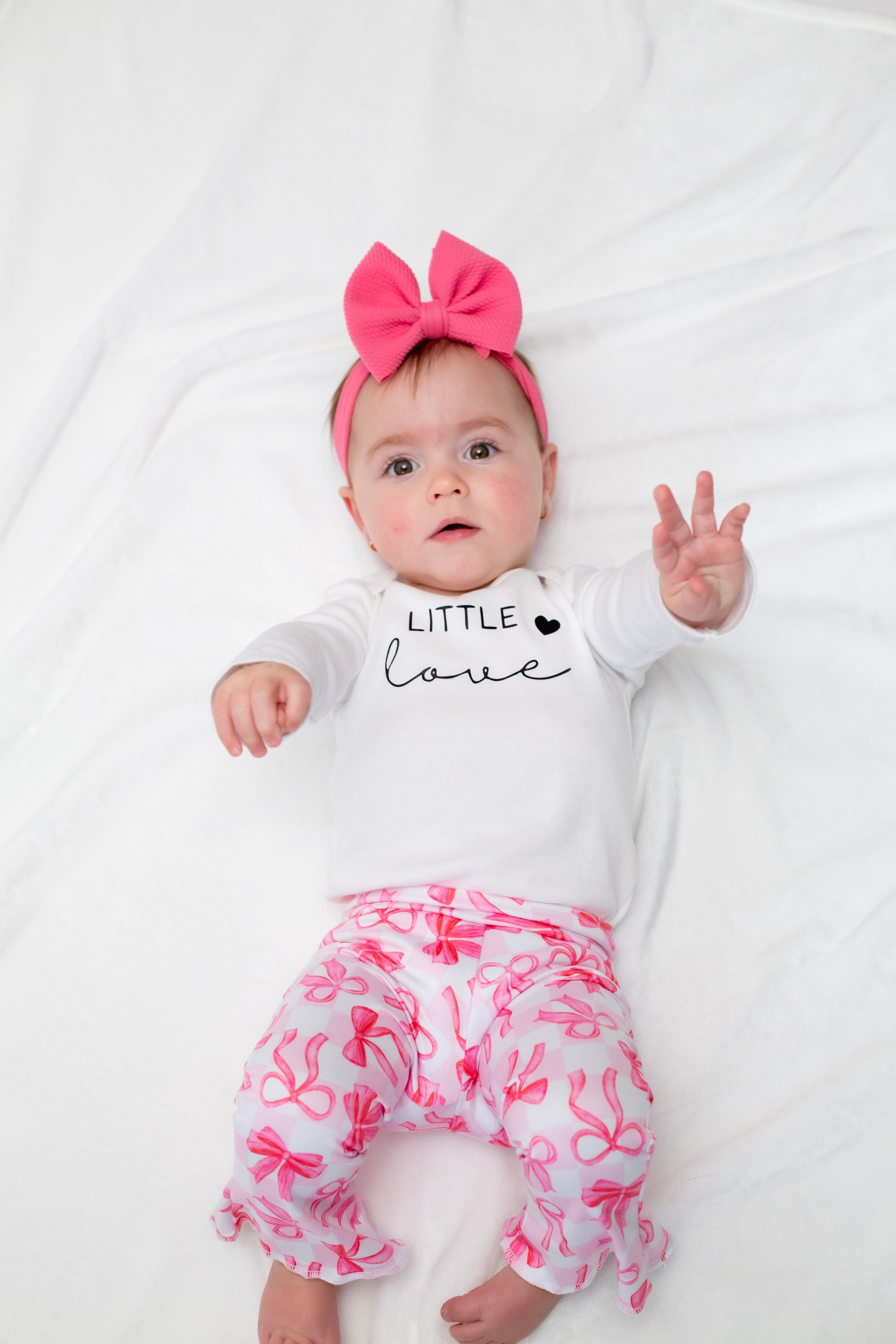 Little Love Pink Bows Bell Bottom Outfit