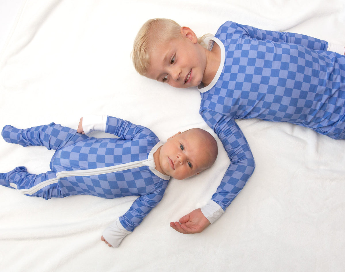 Blue Checkered Bamboo 2-piece Pajamas | Soft, Breathable Kids Pj Set