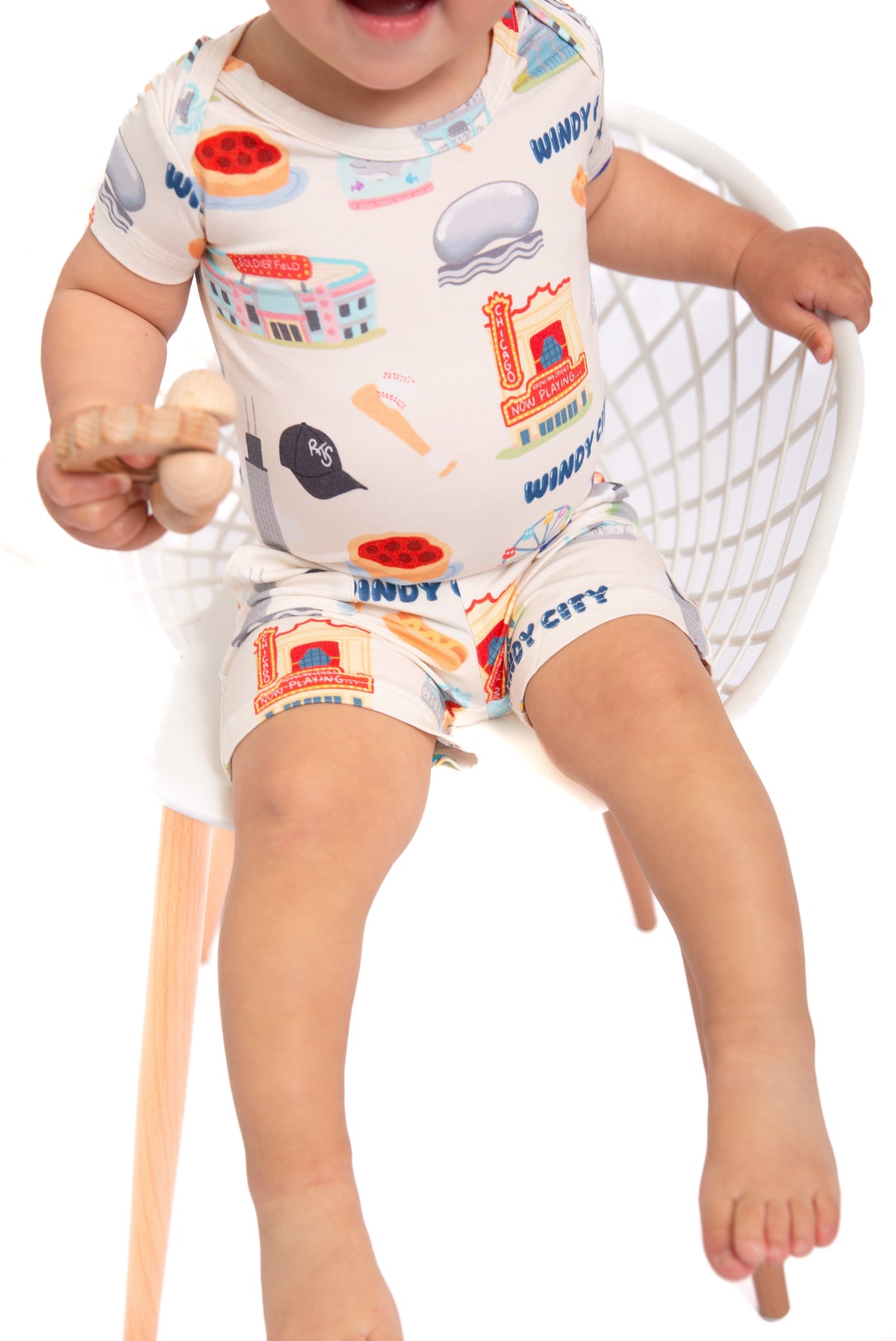My First Windy City Bamboo Baby Short Set | Convertible Chicago Baby Outfit