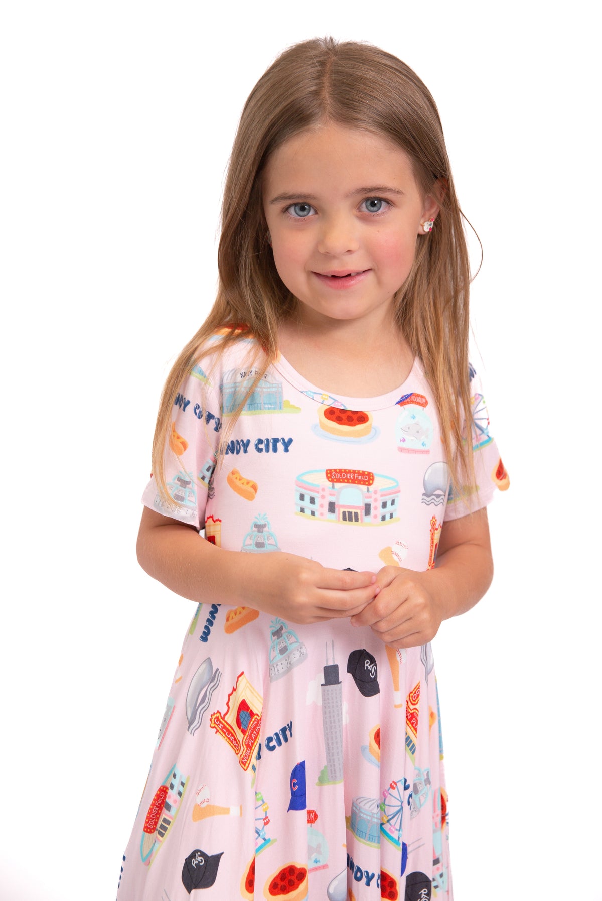 My First Windy City™ Pink Twirl Dress | Chicago Bamboo Dress For Girls 18m–2t |