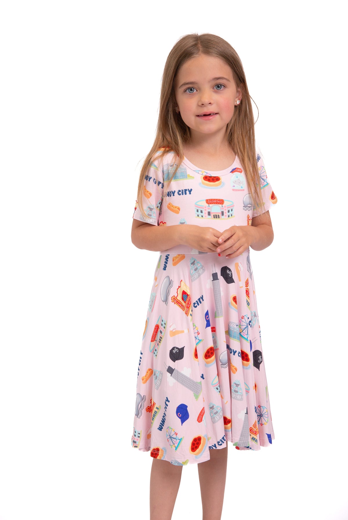 My First Windy City™ Pink Twirl Dress | Chicago Bamboo Dress For Girls 18m–2t |