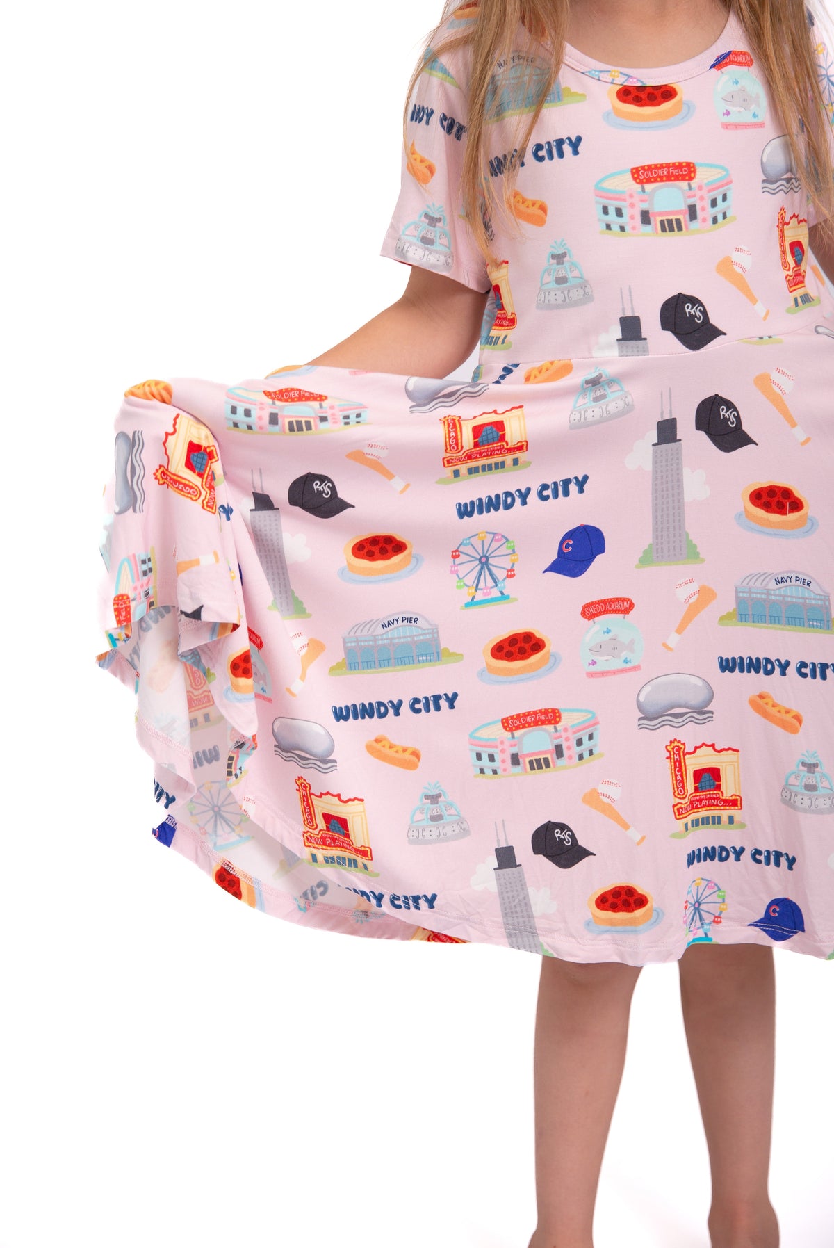 My First Windy City™ Pink Twirl Dress | Chicago Bamboo Dress For Girls 18m–2t |