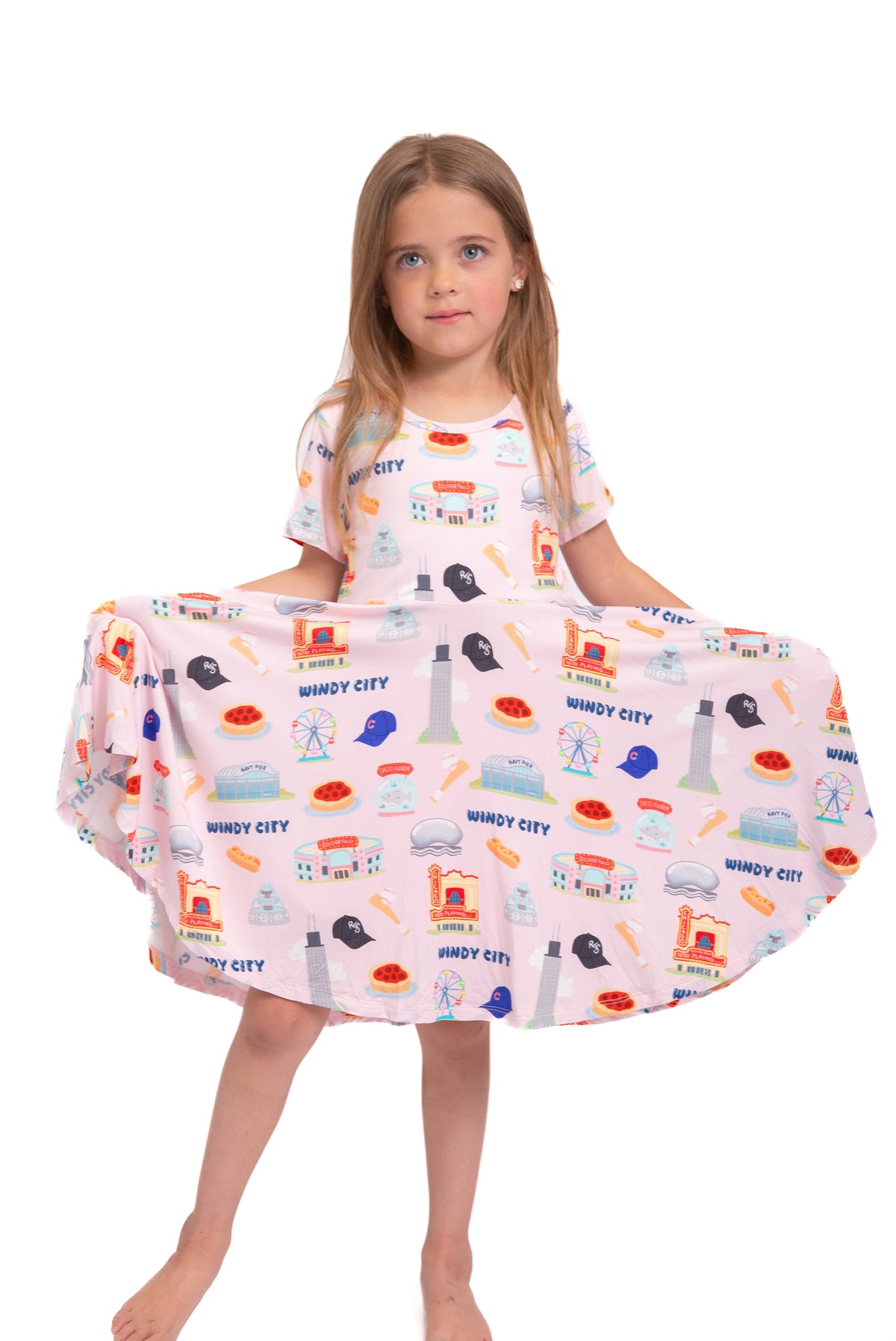 My First Windy City™ Pink Twirl Dress | Chicago Bamboo Dress For Girls 18m–2t |
