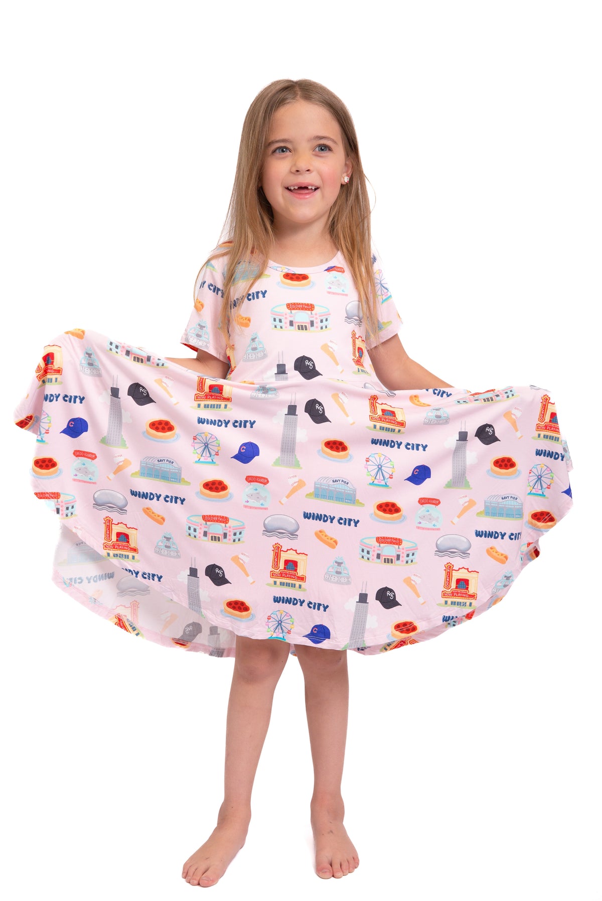 My First Windy City™ Pink Twirl Dress | Chicago Bamboo Dress For Girls 18m–2t |