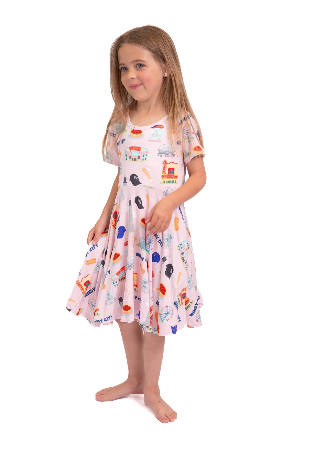 My First Windy City™ Pink Twirl Dress | Chicago Bamboo Dress For Girls 18m–2t |