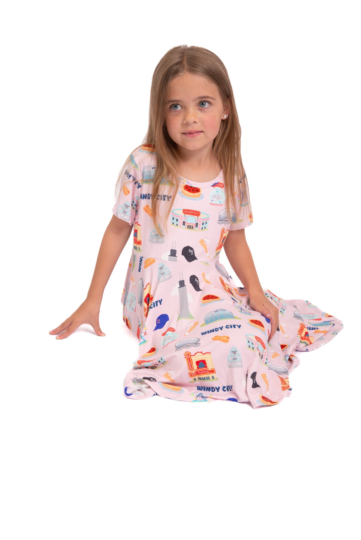 My First Windy City™ Pink Twirl Dress | Chicago Bamboo Dress For Girls 18m–2t |