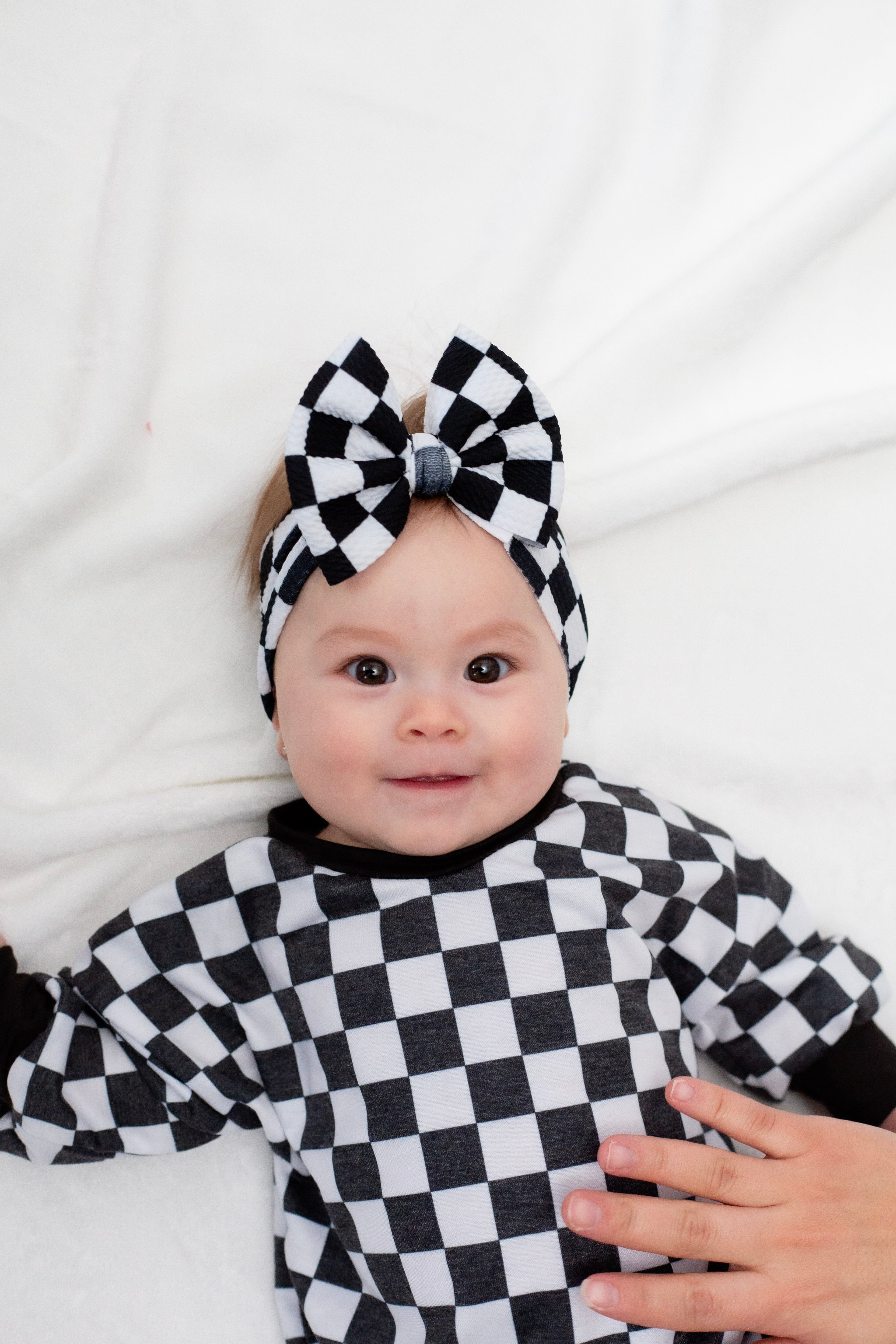 Black And White Checkered Headwrap Bow