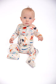 Windy City Bamboo Double Zip Onesie | Chicago Baby Pajamas | Rayn's Tiny Stitches