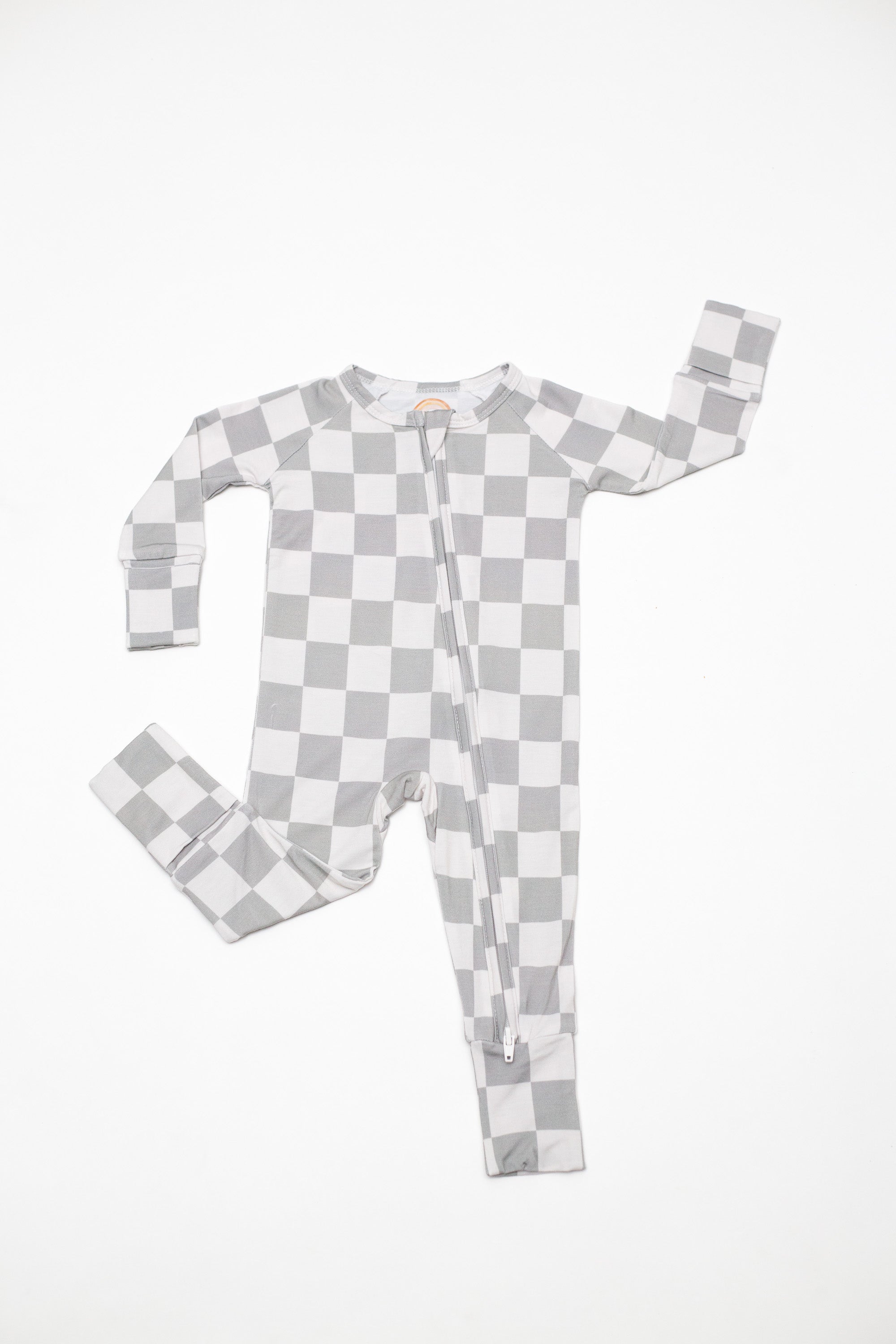 Sage Checker Bamboo Zipper Romper