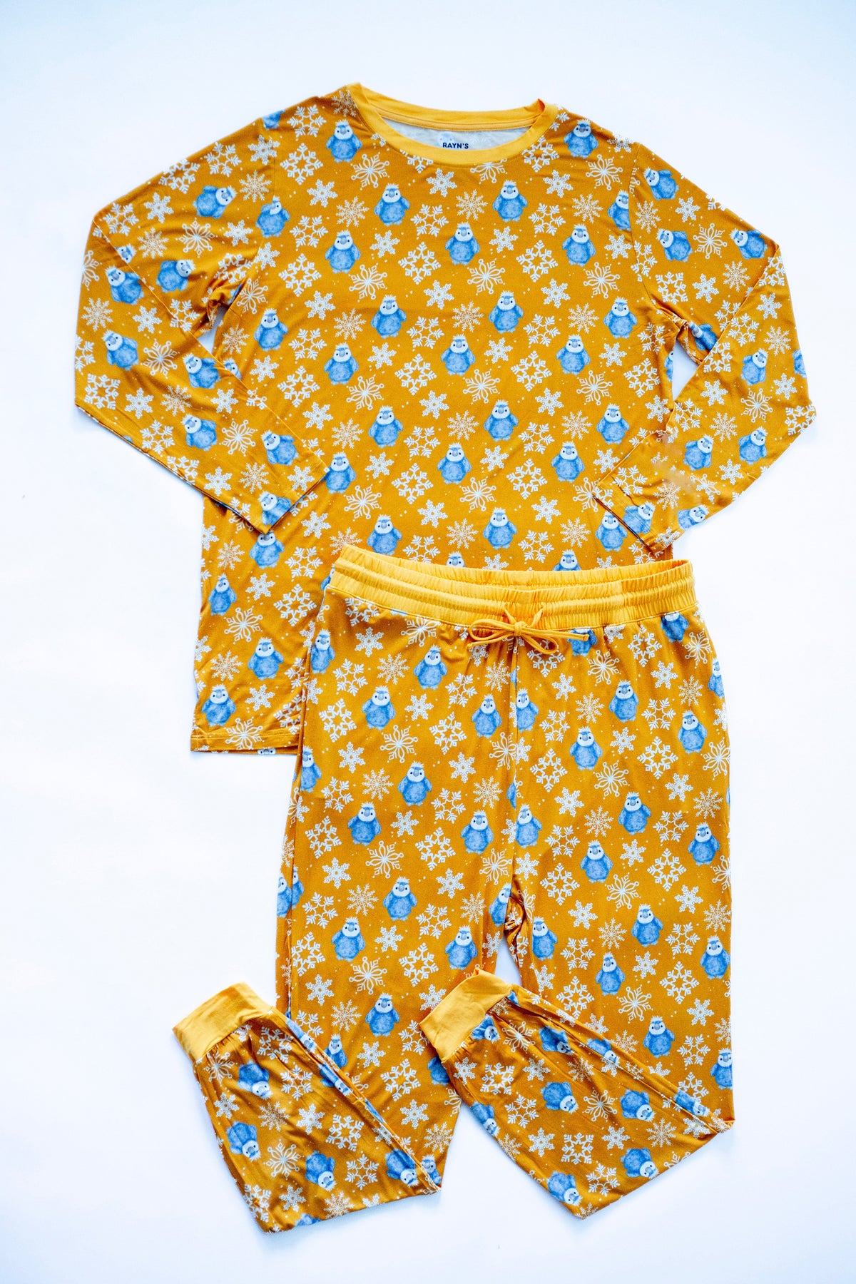 My First Snow Fall:mens 2 Piece Bamboo Penguin Jogger Pajamas