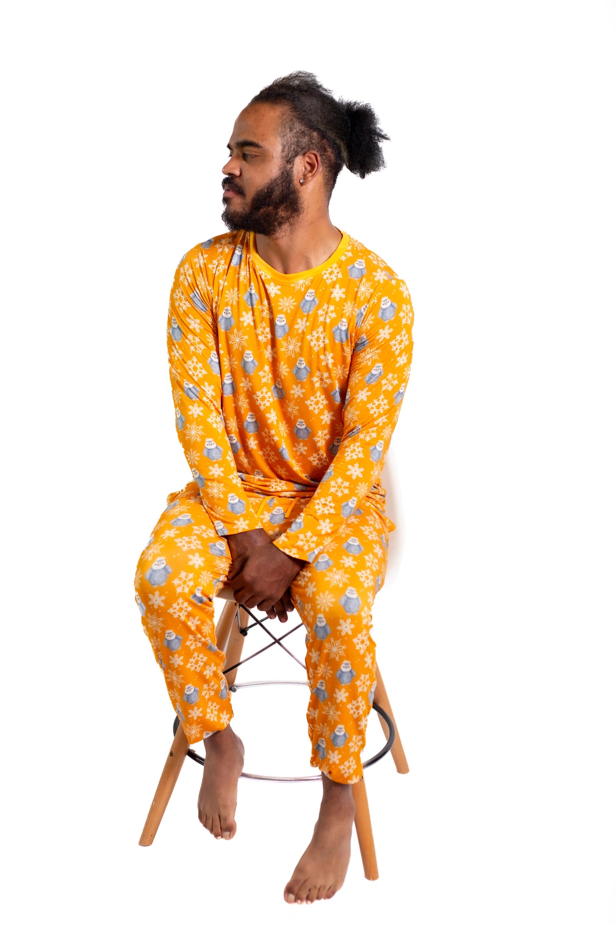 My First Snow Fall:mens 2 Piece Bamboo Penguin Jogger Pajamas