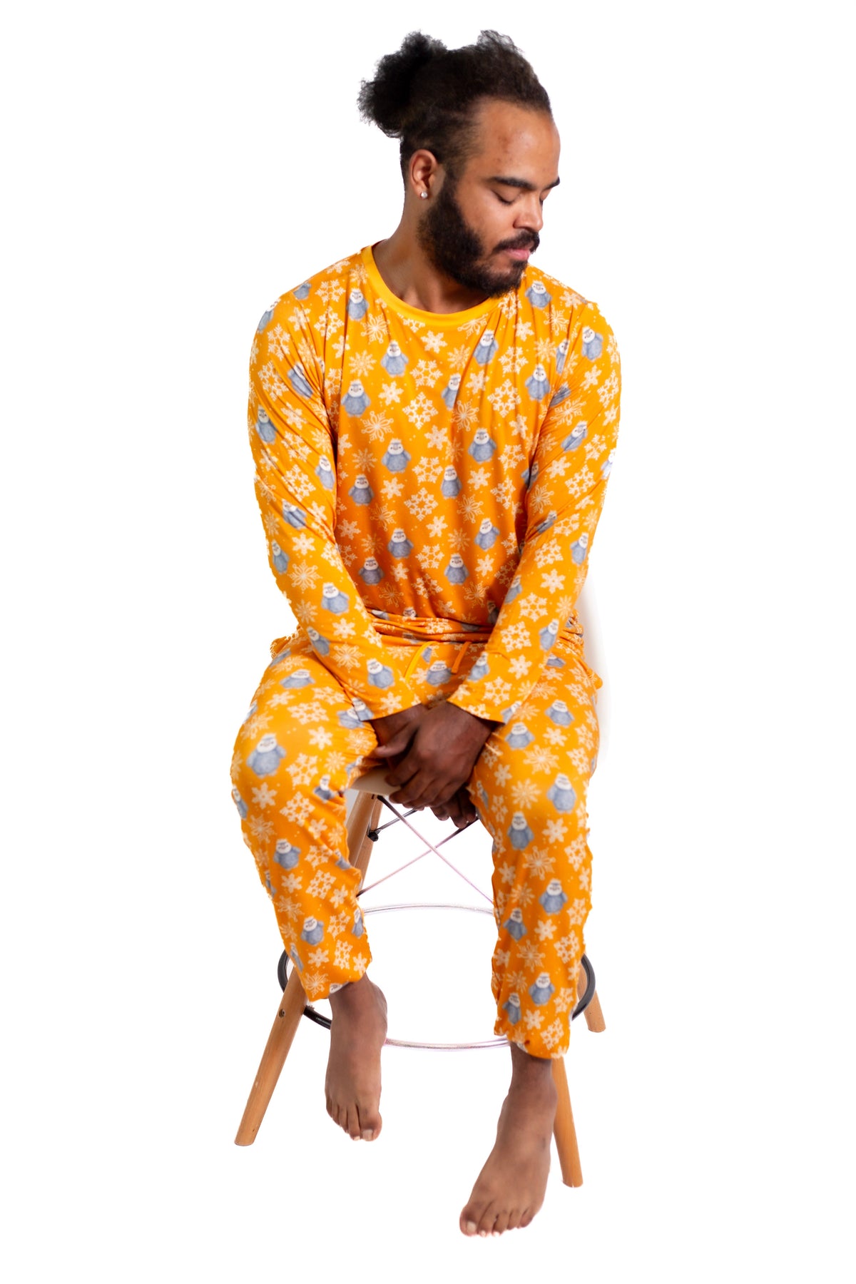 My First Snow Fall:mens 2 Piece Bamboo Penguin Jogger Pajamas