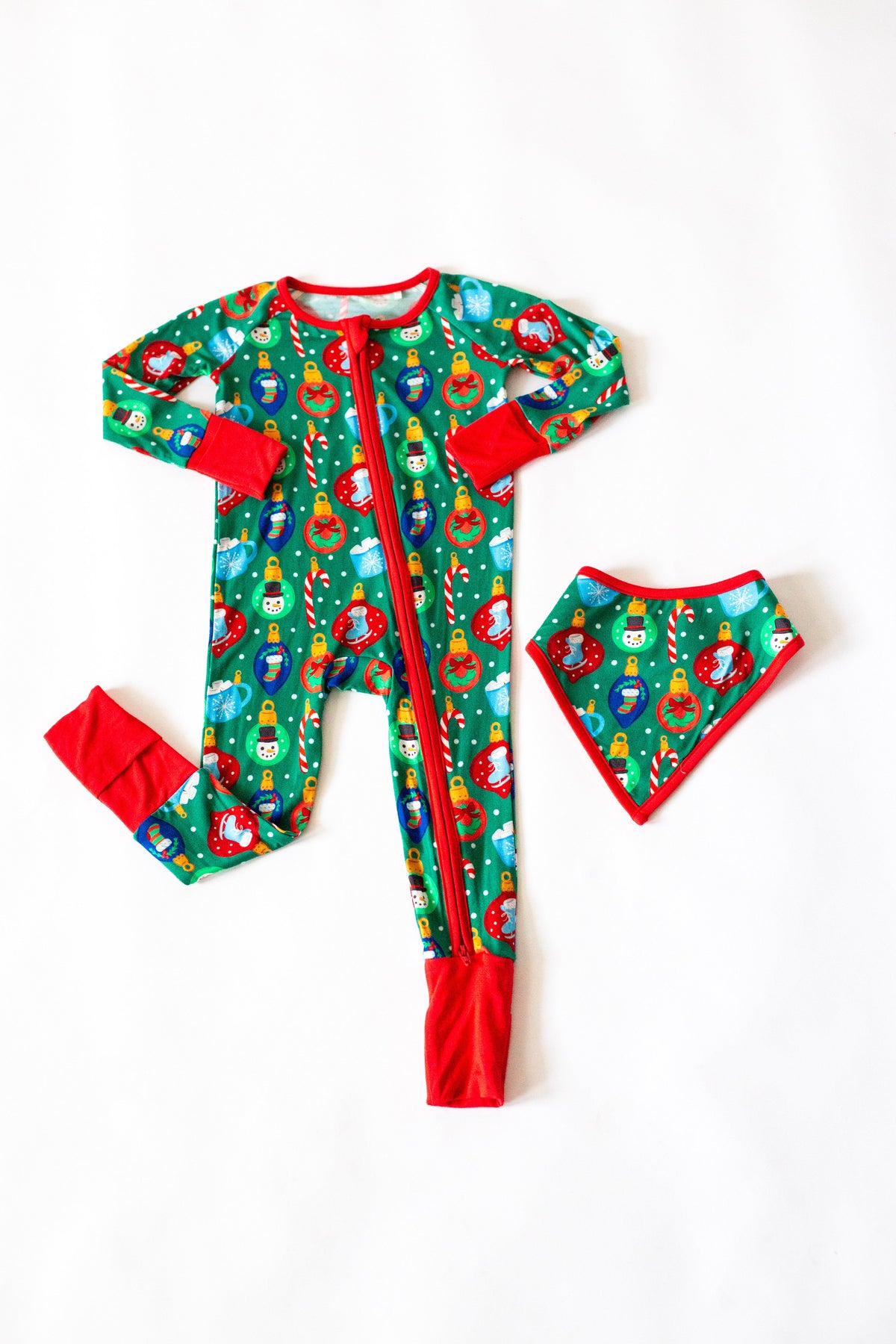 My First Christmas Baby Onesies: Bamboo Double Zip Romper