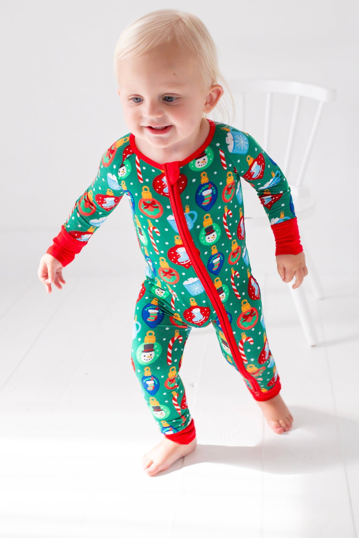 My First Christmas Baby Onesies: Bamboo Double Zip Romper