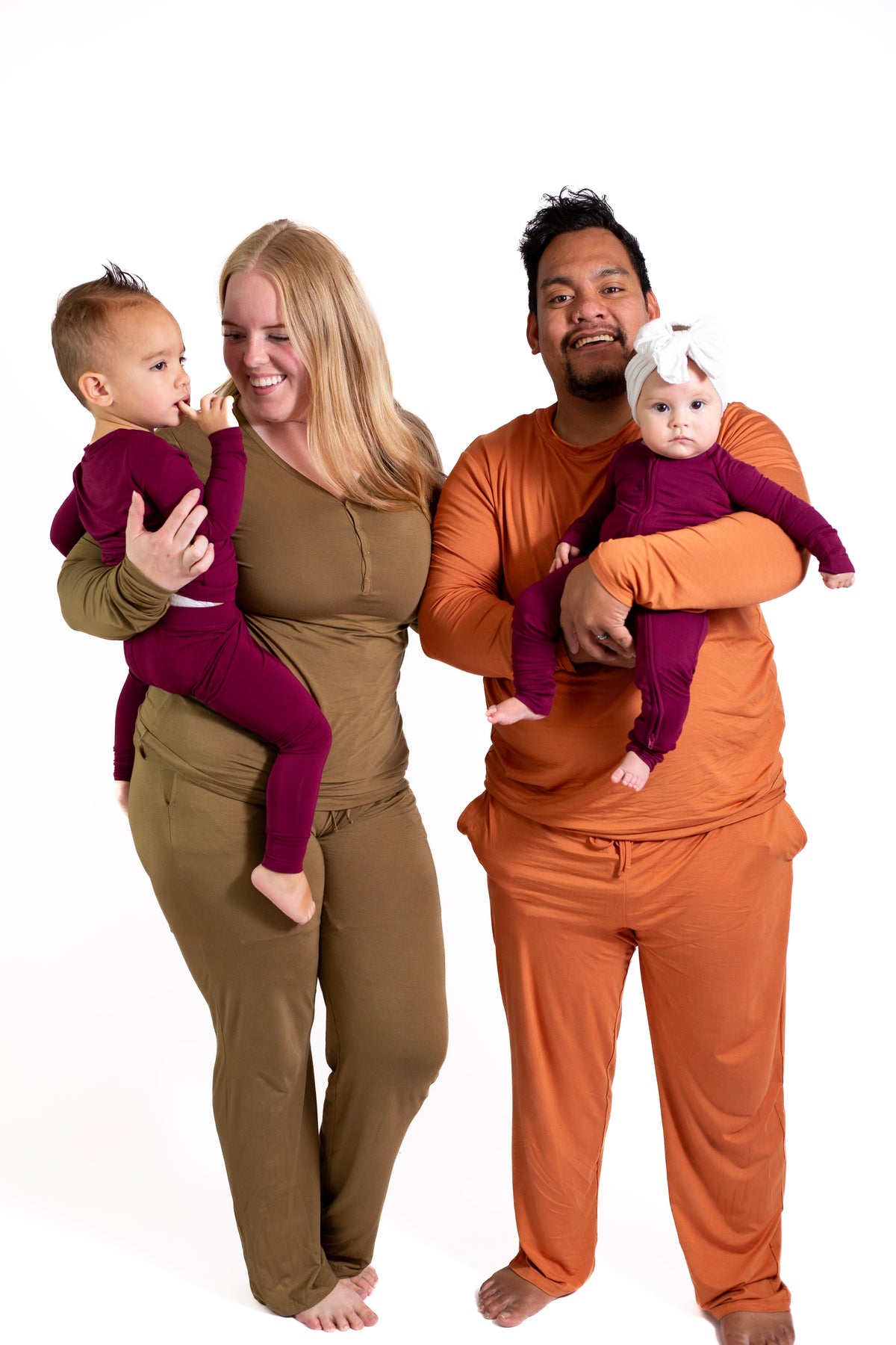 Women's Solid Long Sleeve Button Pajamas:2 Piece Bamboo Olive
