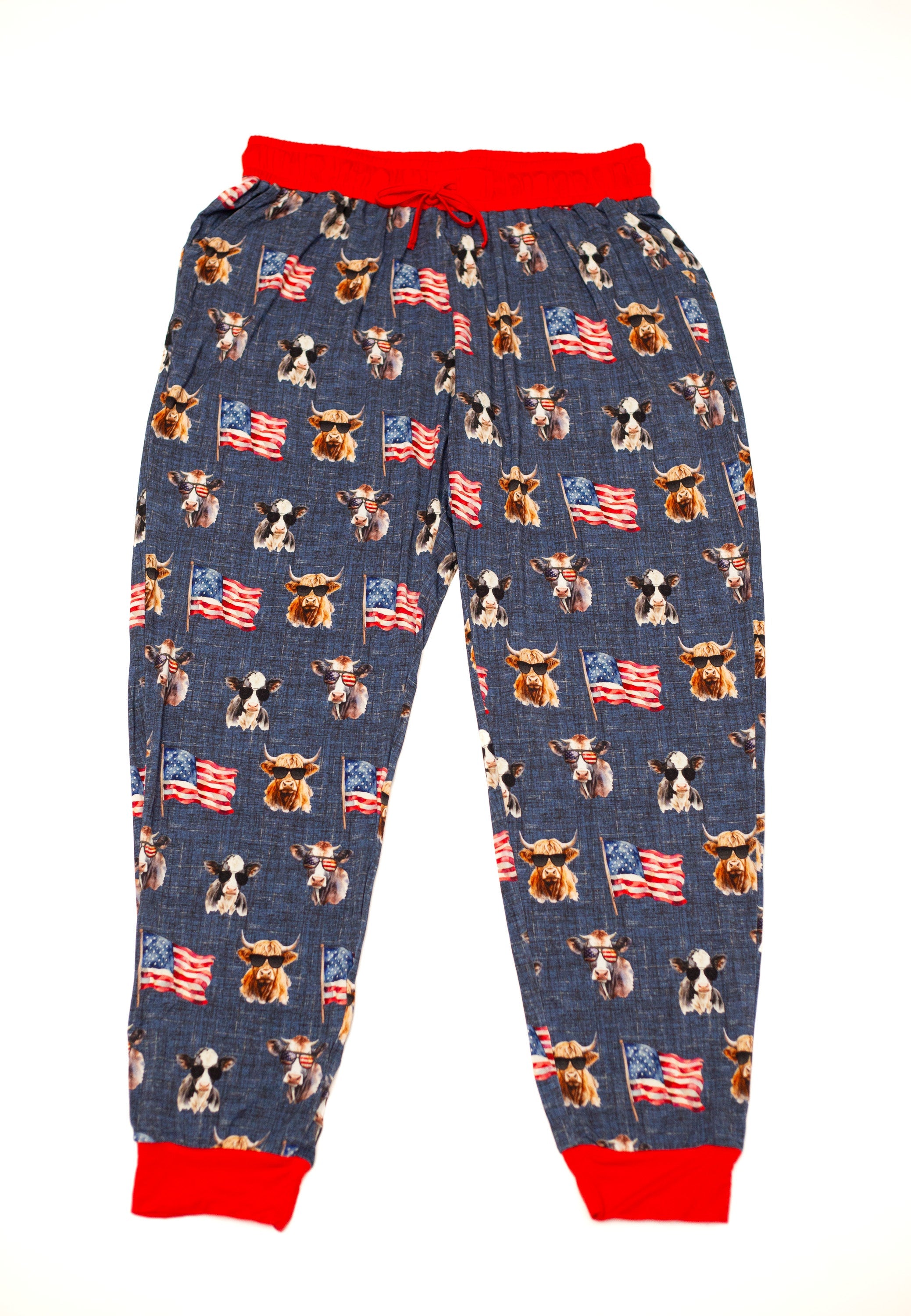 Red, White & Moo Adult Joggers