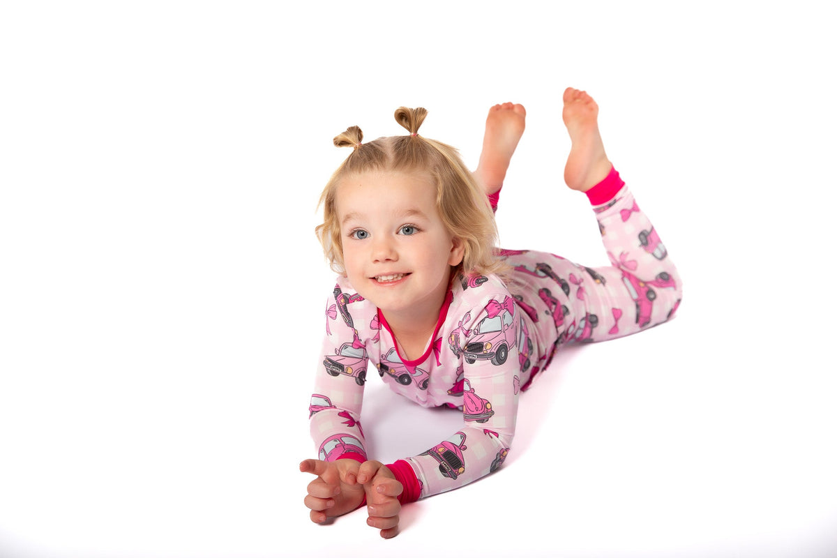 My First Pink Car Bamboo Two Piece Pajamas | Girls Pjs