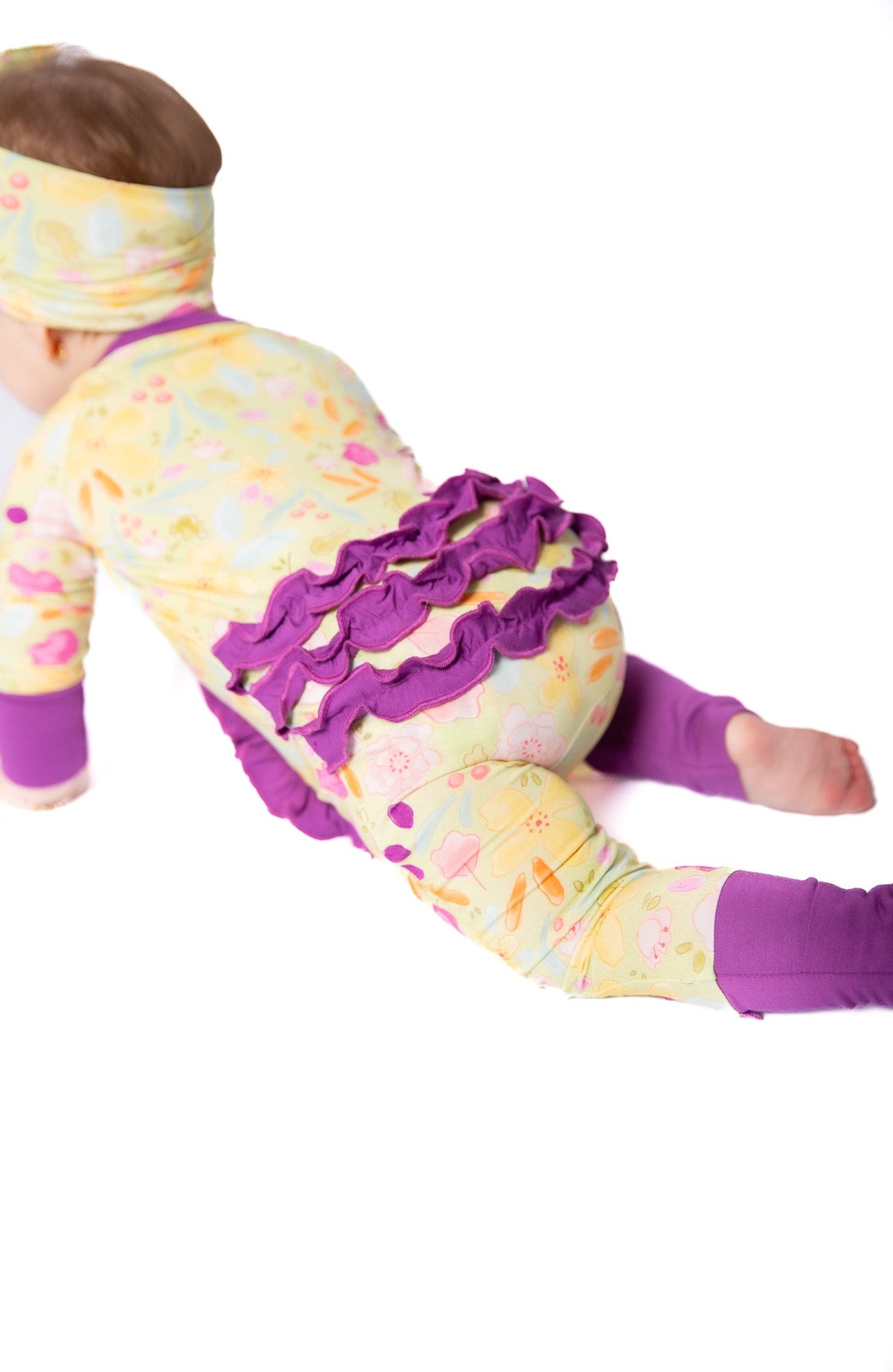 My First Bloom Garden Bamboo Baby Onesies| Purple Trim