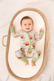 Football Baby Bamboo Zipper Romper