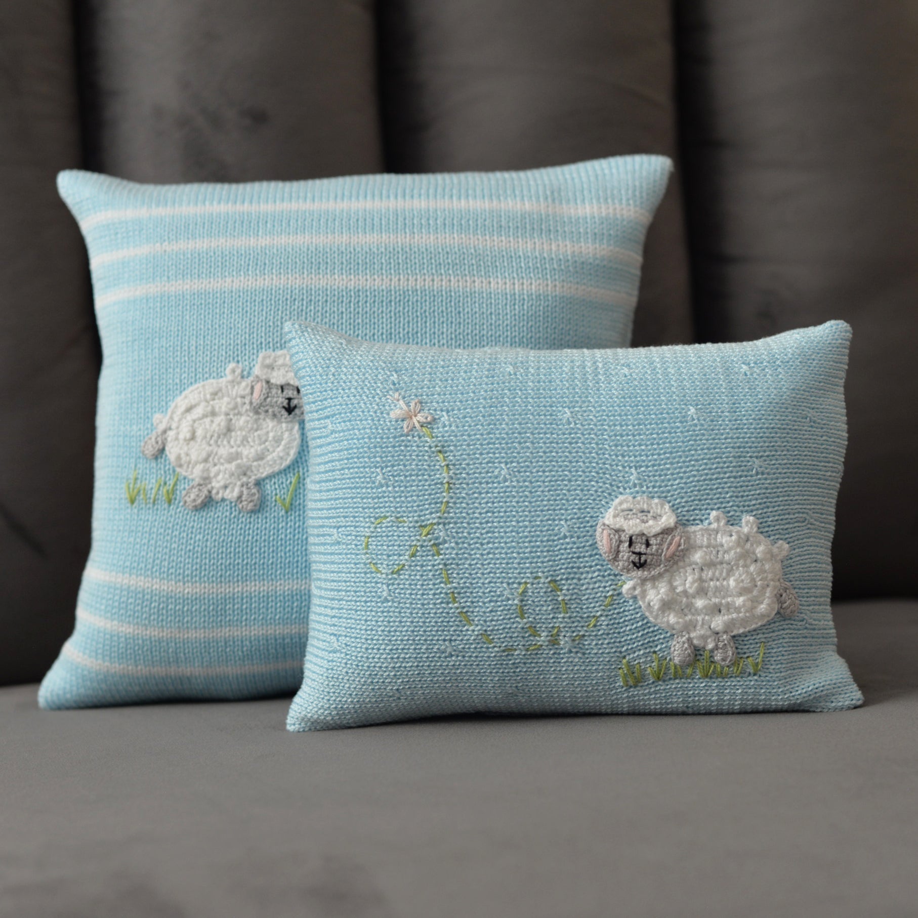 Lamb Mini Pillow, Blue