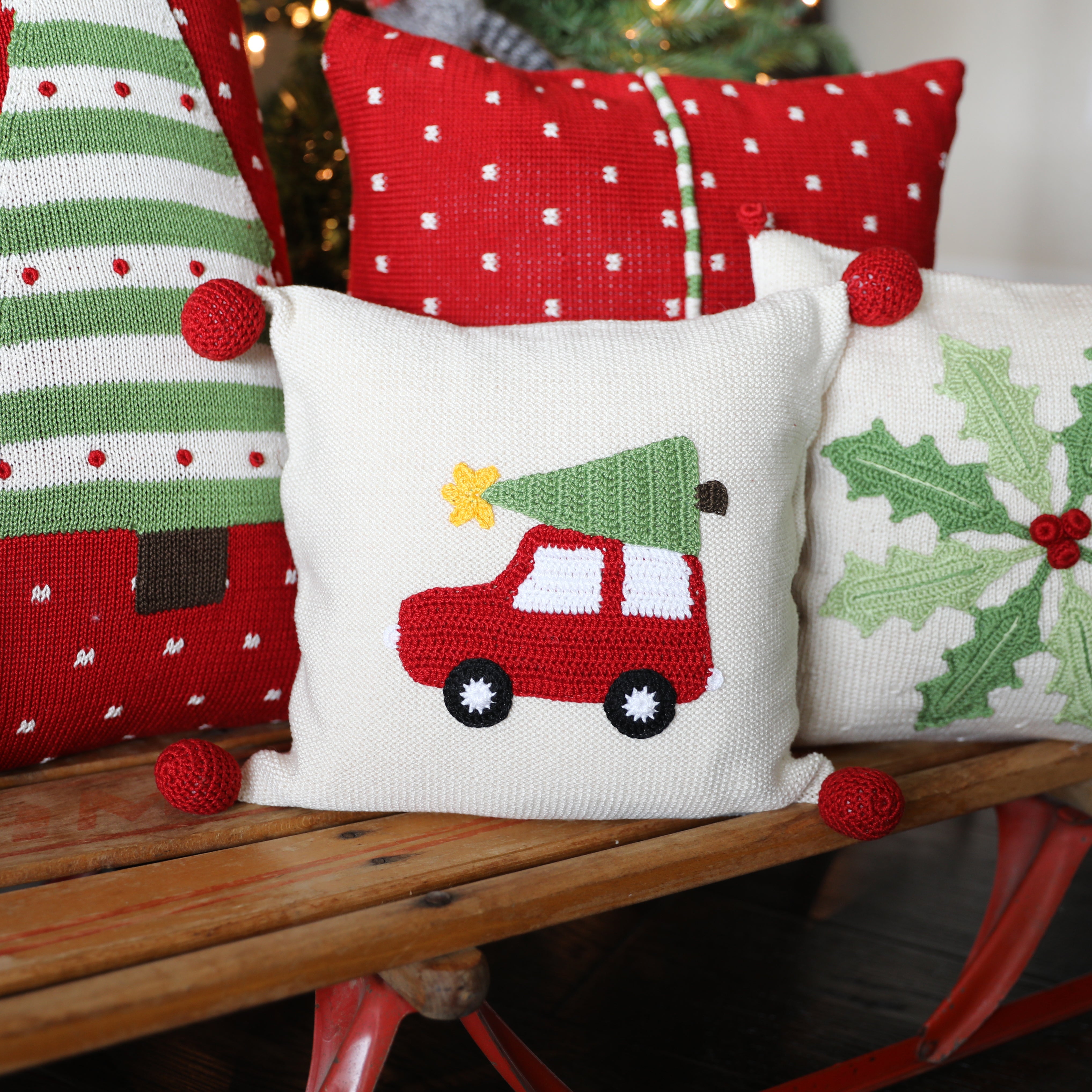 Car With Christmas Tree 10" Pillow