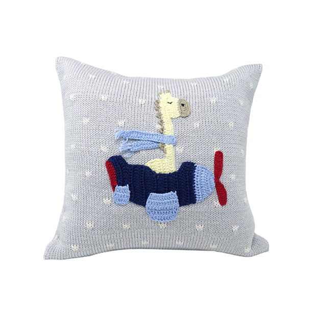 Giraffe Pilot In Plane 10" Pillow