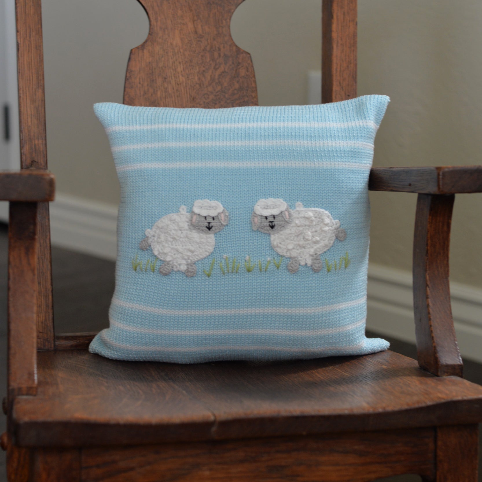 Lamb 10" Pillow, Blue