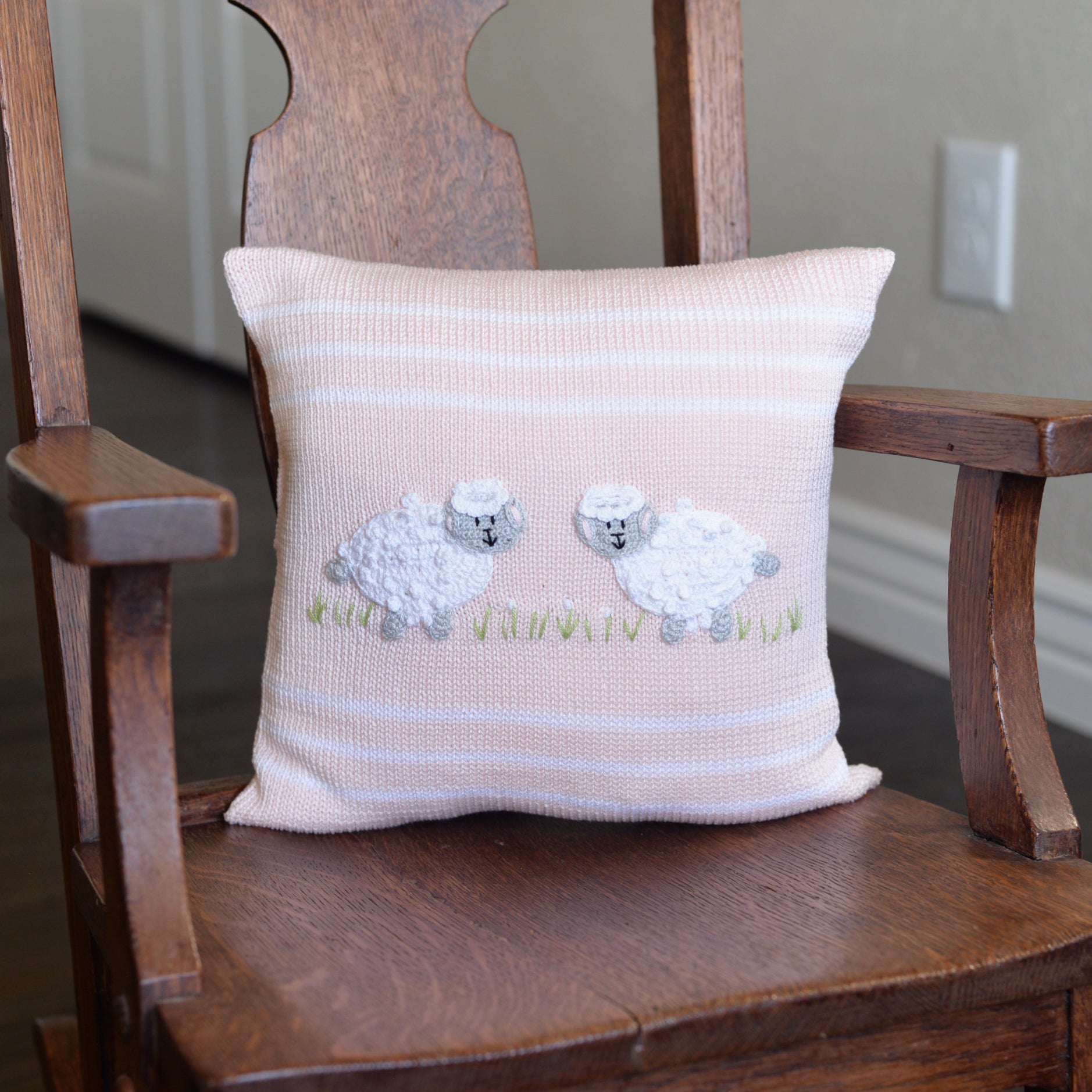 Lamb 10" Pillow, Pink