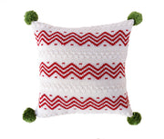 Zig Zag Stripe 10" Pillow, Ecru/red