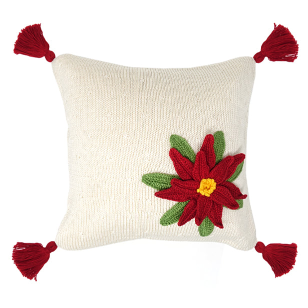 Poinsettia 10" Pillow (red Tassel)