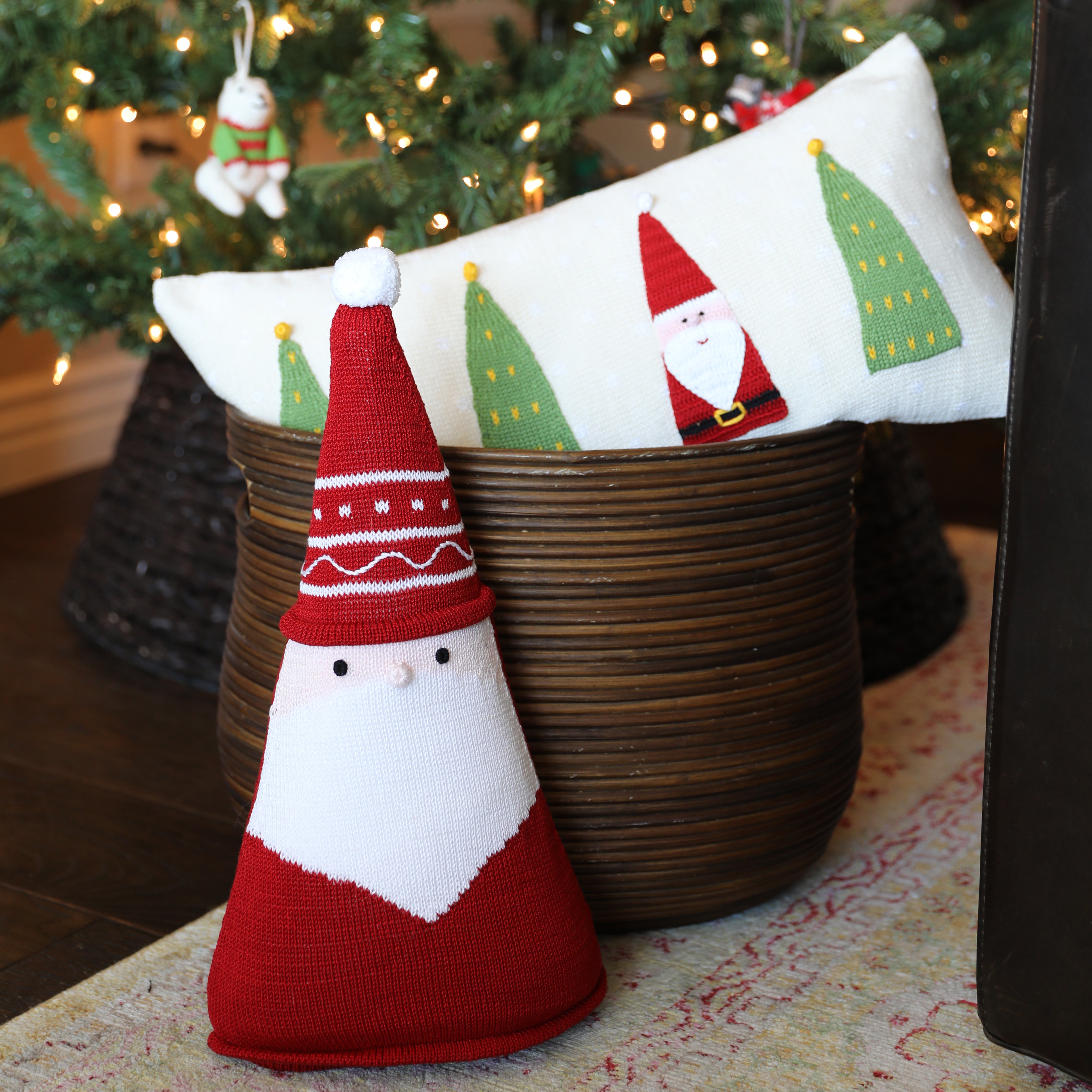 Santa Cone Pillow, 15", Red