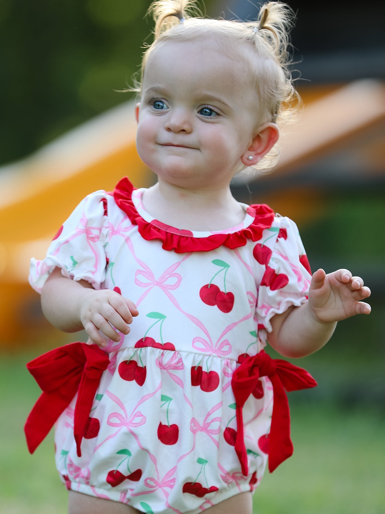 Cherry Bow Girls' Romper