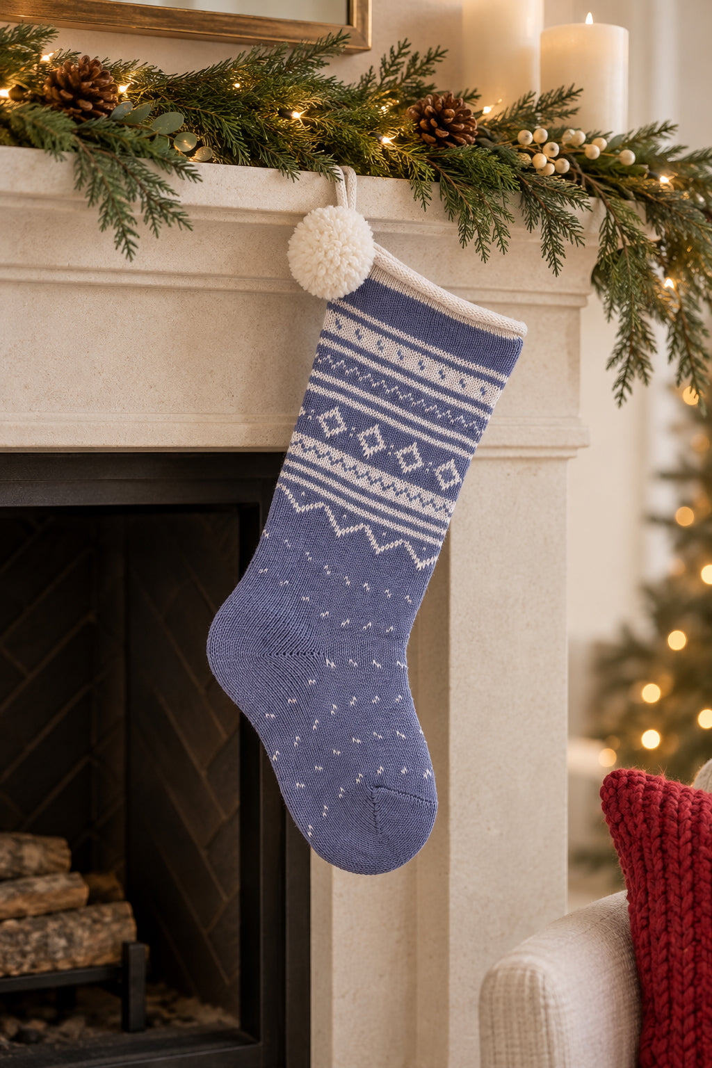 Nordic Roll Cuff Stocking - Grey