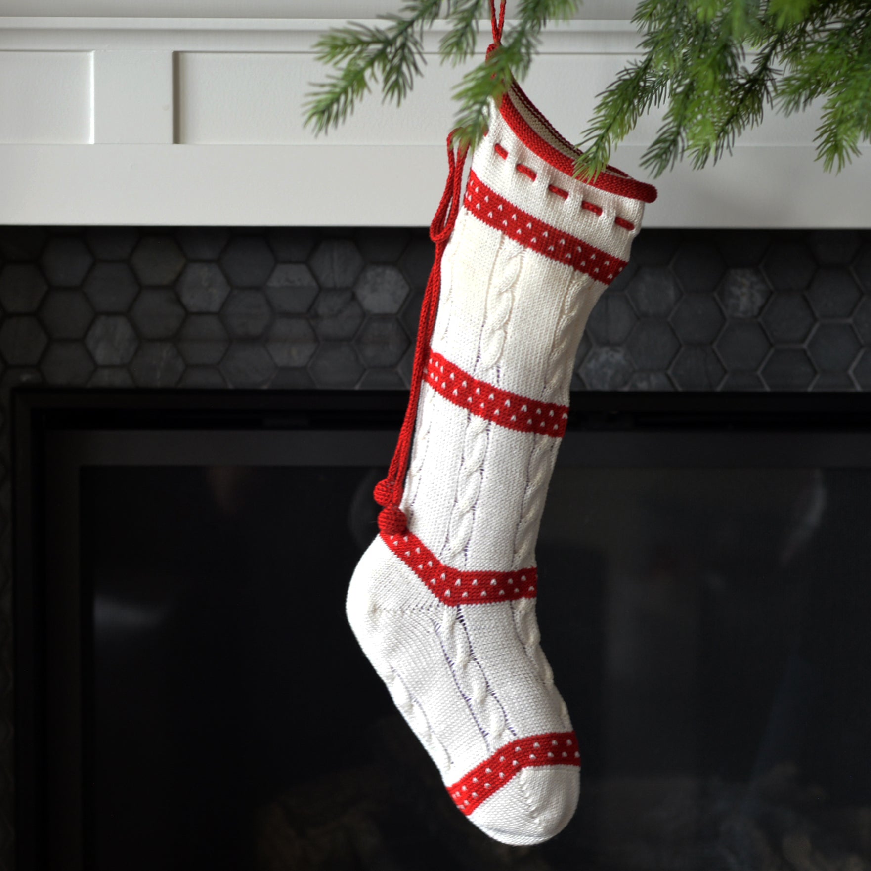 Cable-knit Stocking With Laced Top