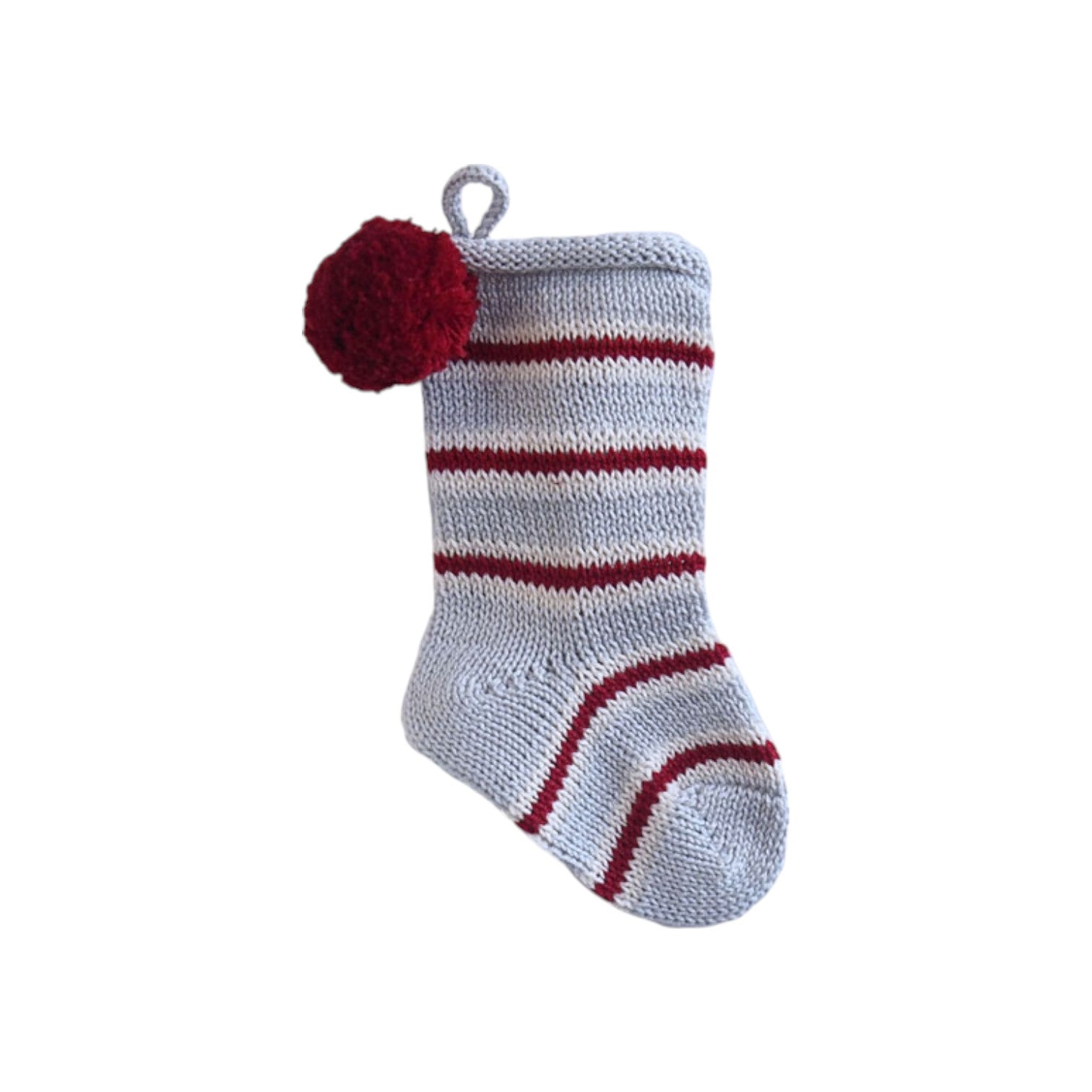 Mini Candy Stripe Stocking, Grey