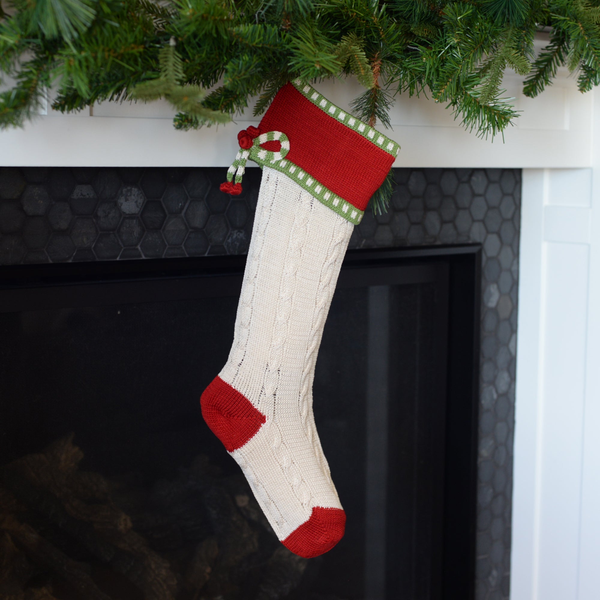 Cable-knit Bow Stocking