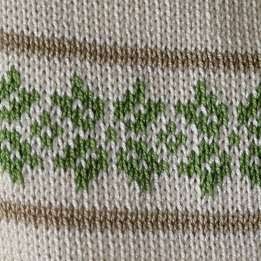 Ecru Patterned Stocking With Green